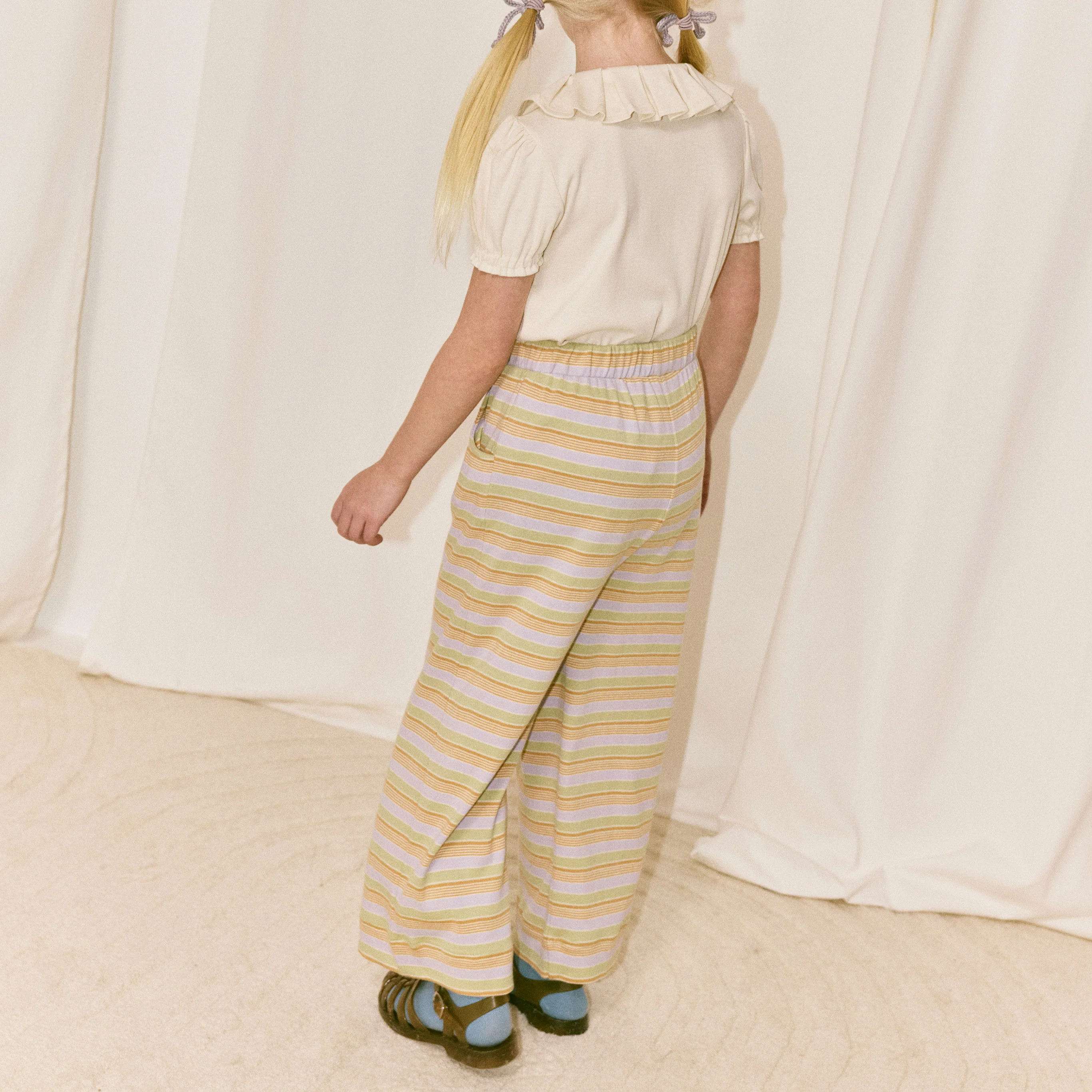 Kids Pima Cotton Beach pant - Mist Avenue Stripe - Image 4
