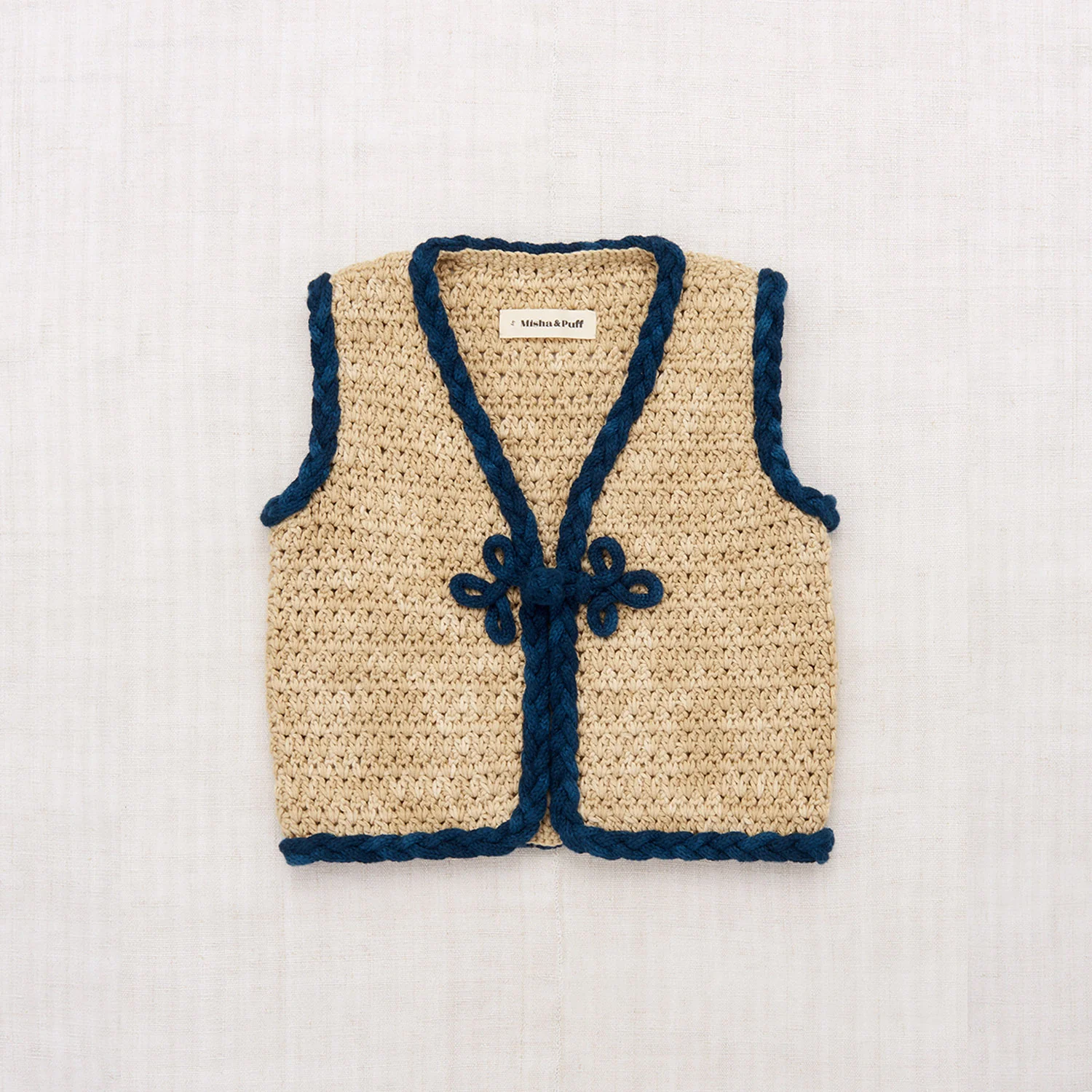 Kids Pima Cotton Braid Ashbury Vest - Alabaster - Image 2
