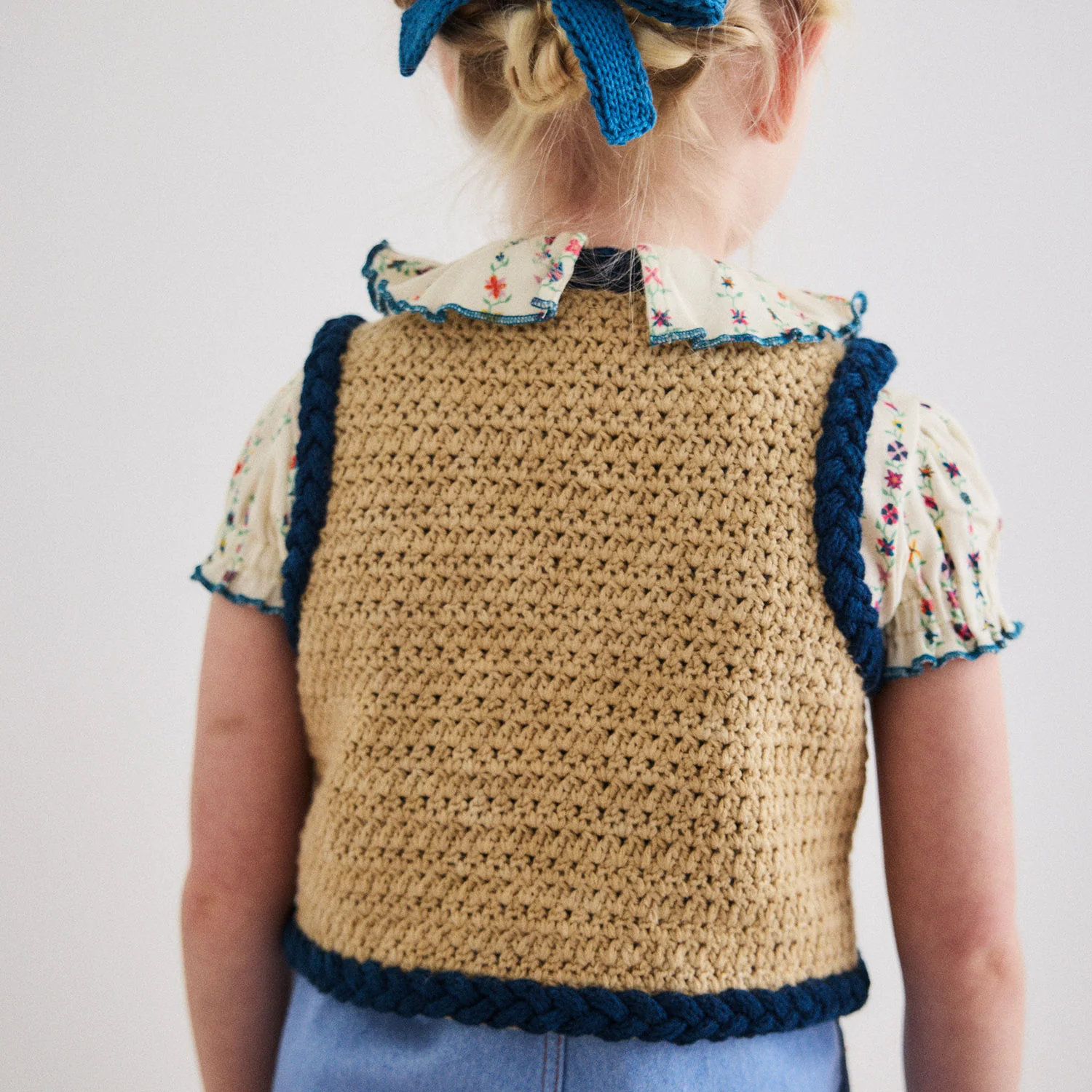 Kids Pima Cotton Braid Ashbury Vest - Alabaster - Image 6