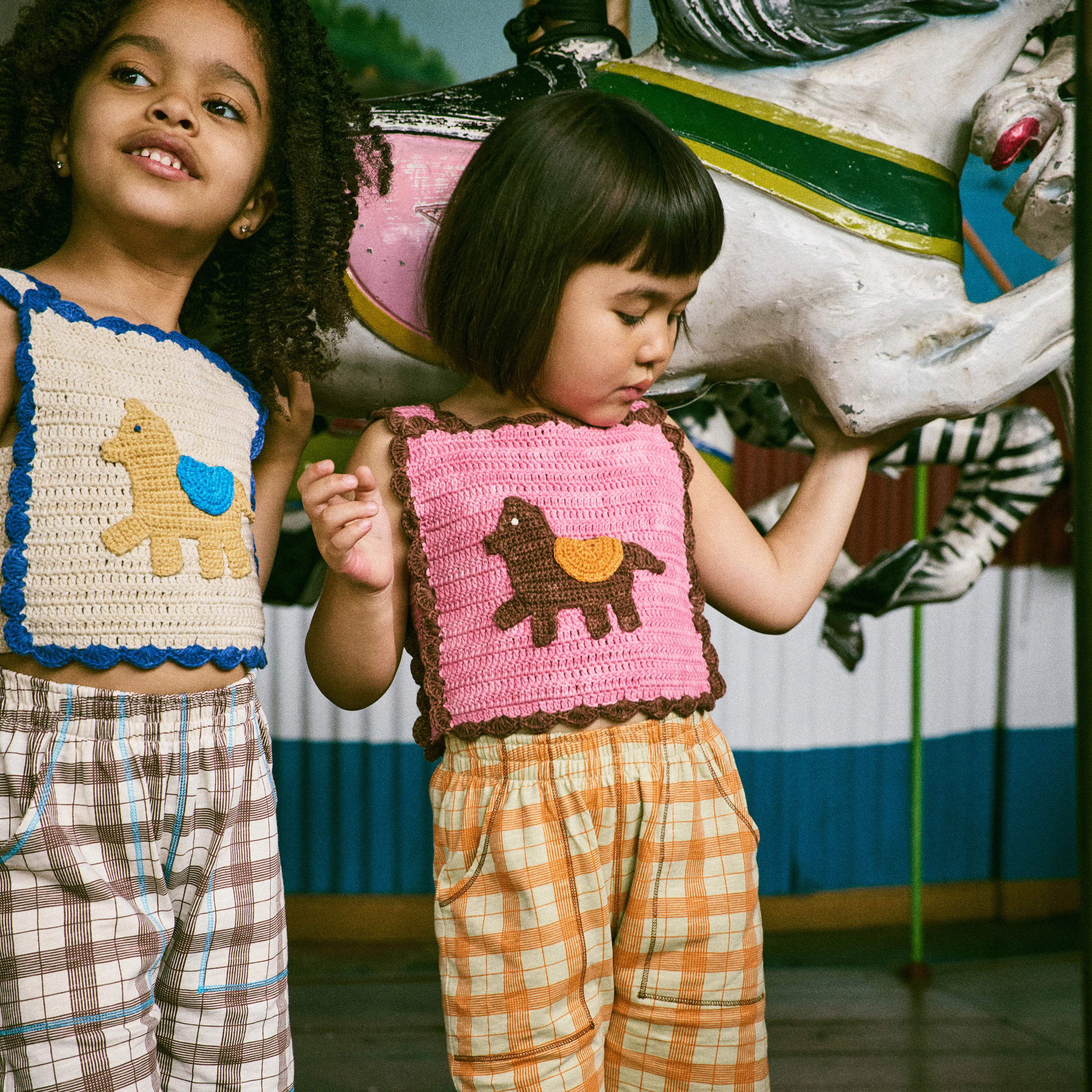Kids Hand Crochet Pima Cotton Horse Top - Azalea - Image 4
