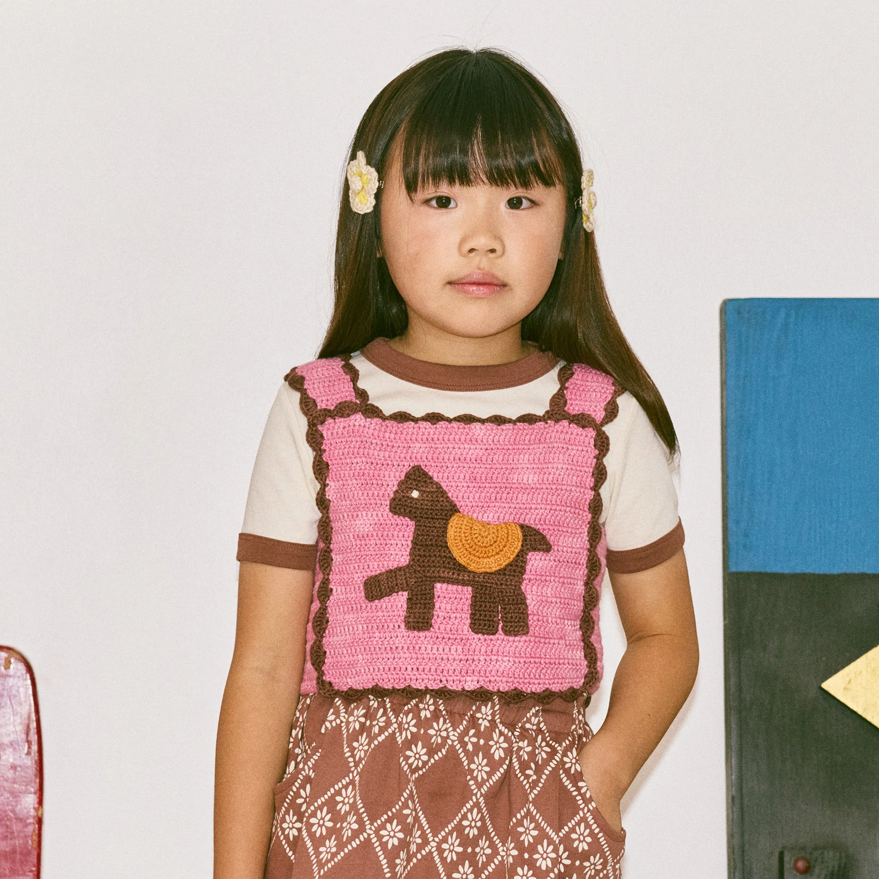Kids Hand Crochet Pima Cotton Horse Top - Azalea - Image 6