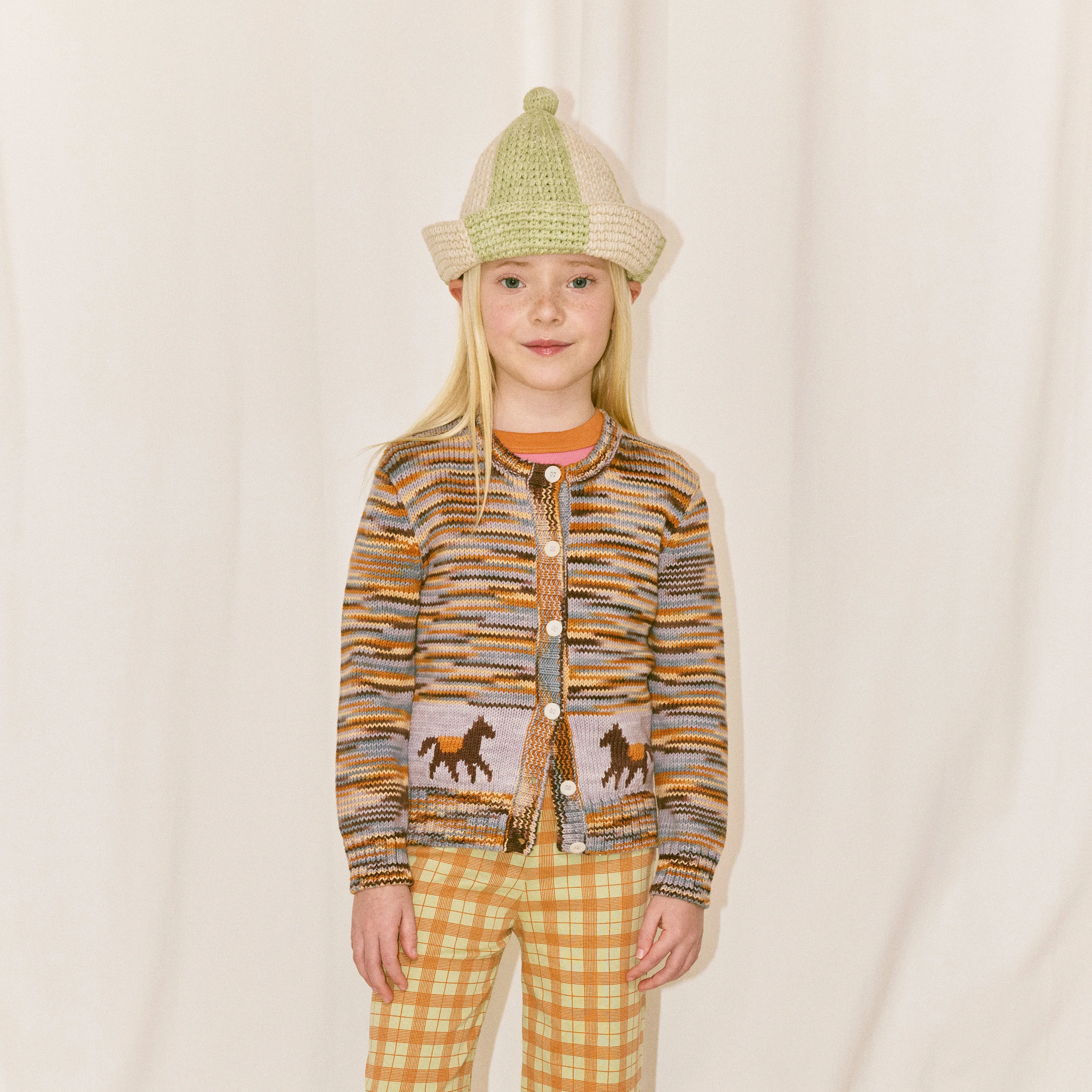 Kids Pima Cotton Horse Trot Cardigan - Viola Space Dye - Image 6