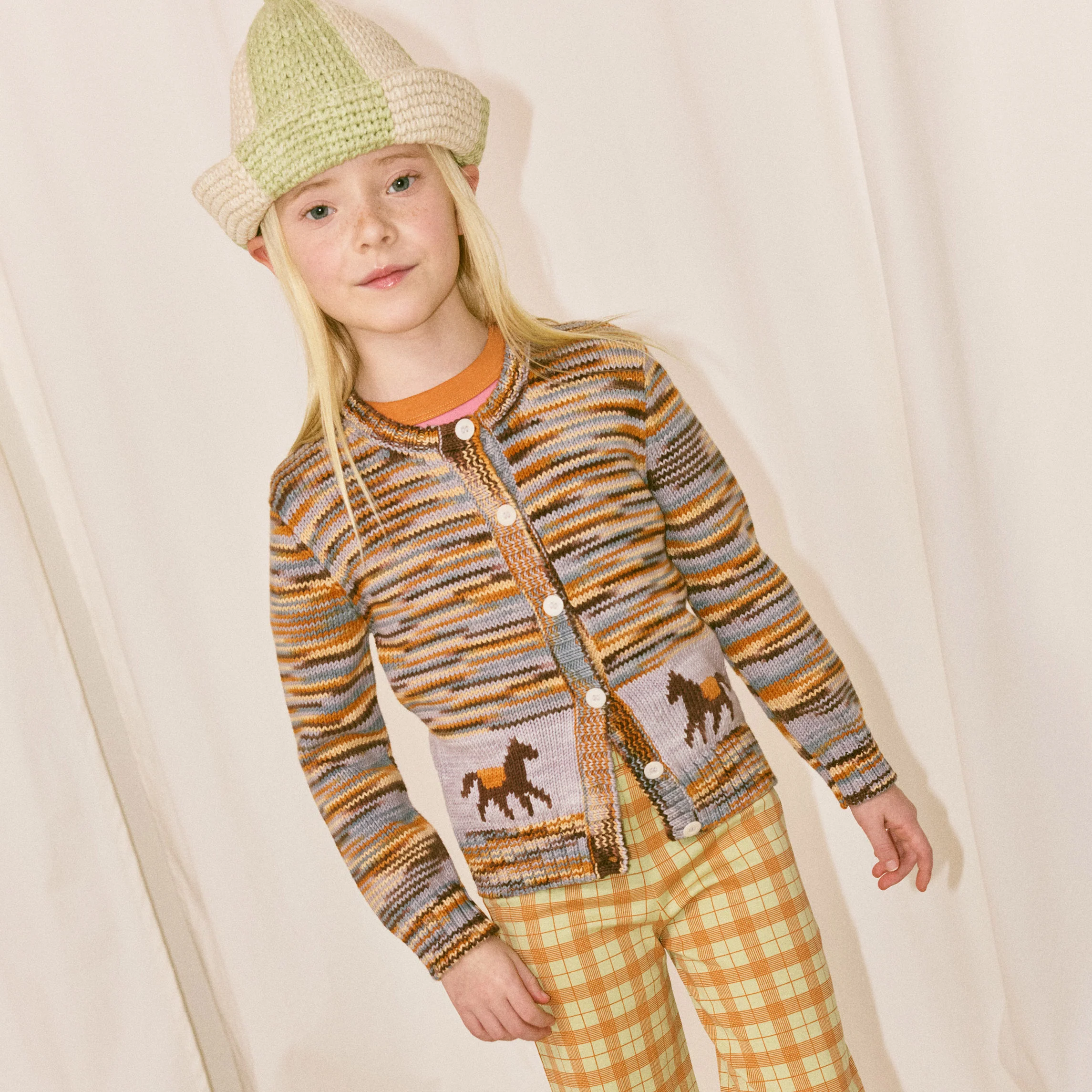 Kids Pima Cotton Horse Trot Cardigan - Viola Space Dye - Image 7