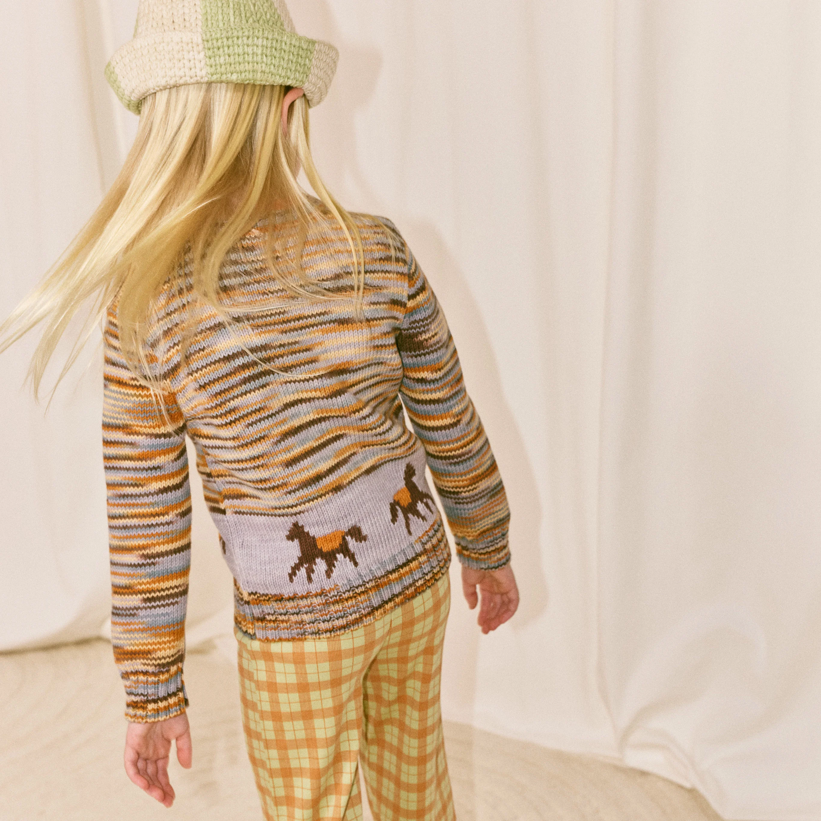 Kids Pima Cotton Horse Trot Cardigan - Viola Space Dye - Image 8