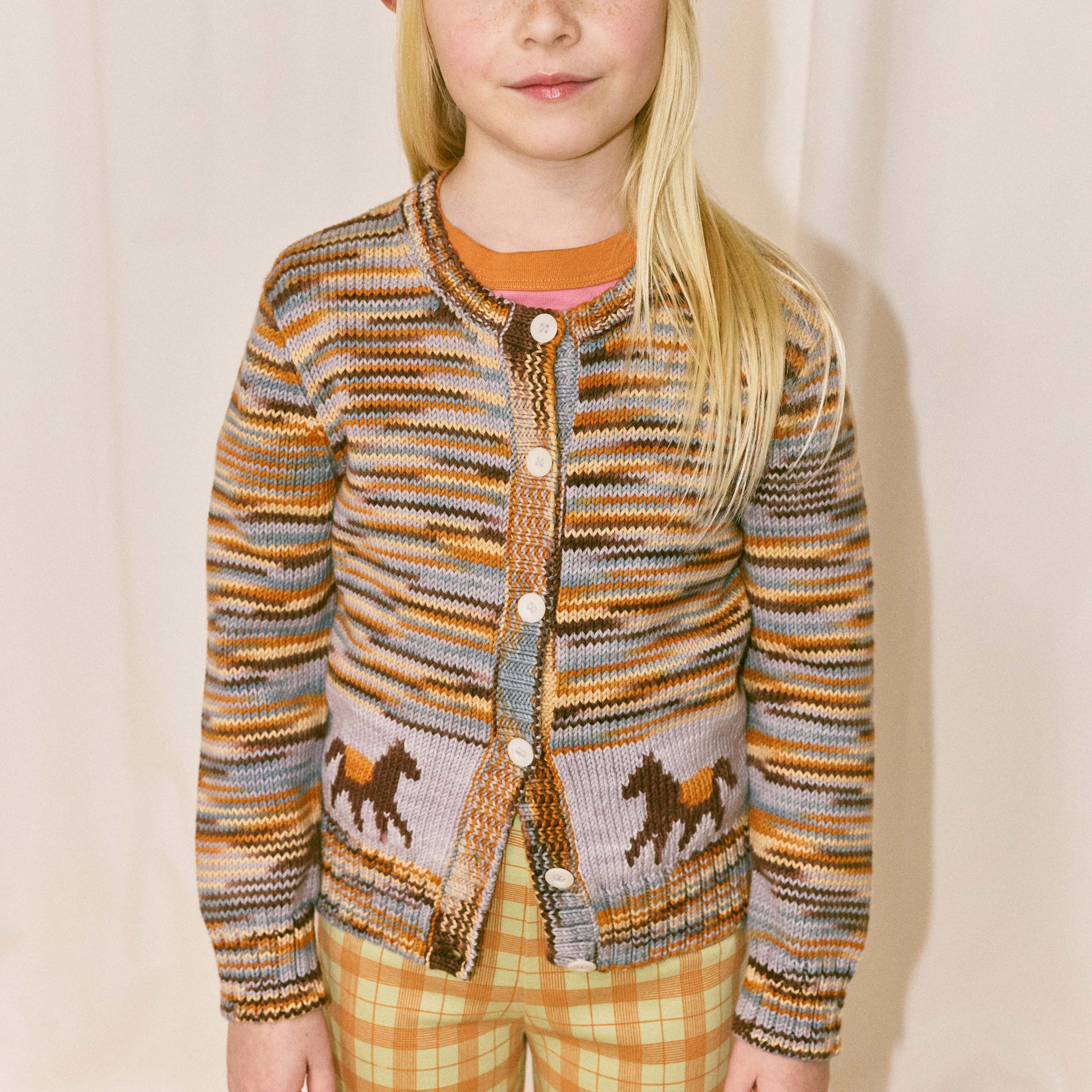 Kids Pima Cotton Horse Trot Cardigan - Viola Space Dye - Image 9