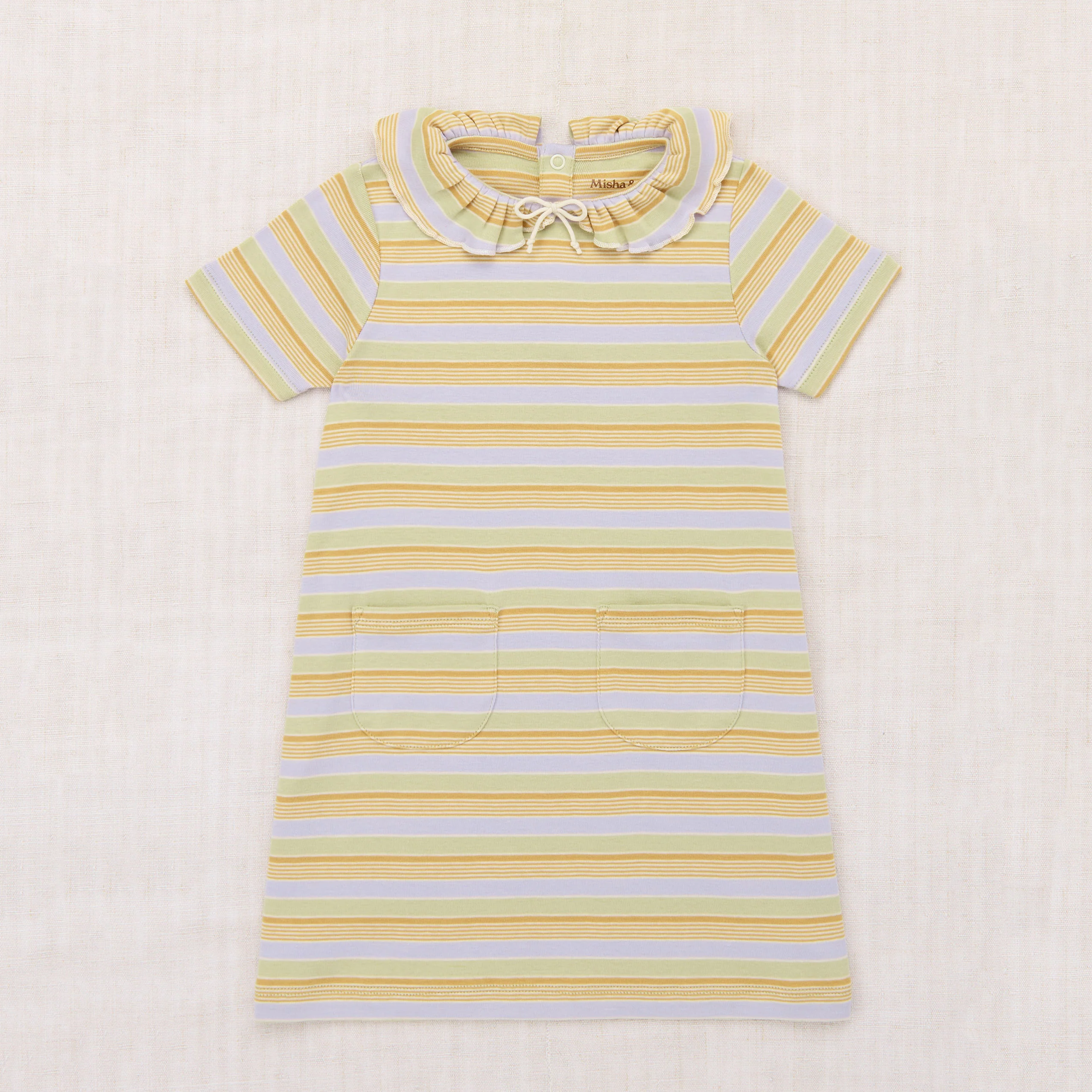 Kids Pima Cotton Pattie Dress - Mist Avenue Stripe
