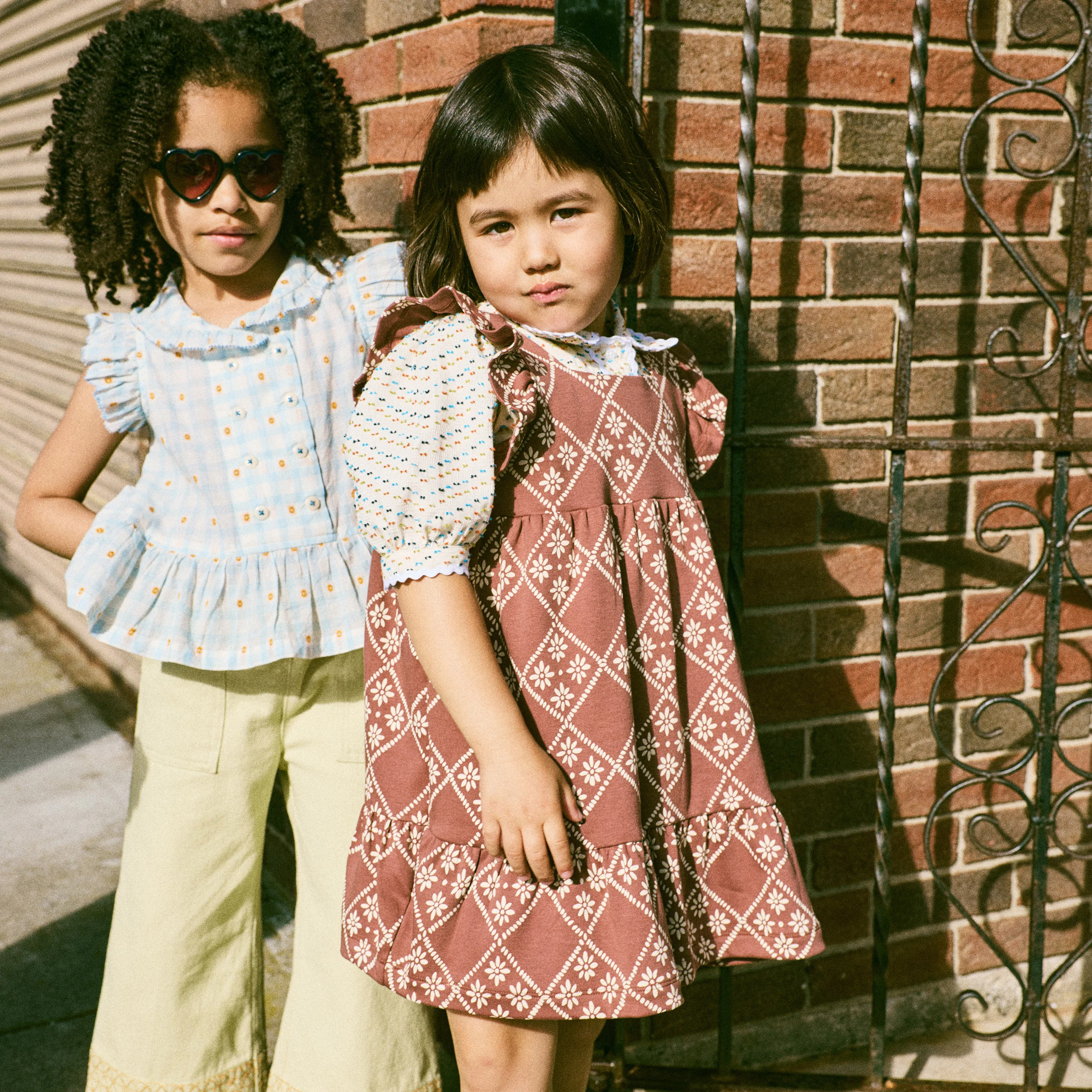 Kids Pima Cotton Ruffle Sleeve Dress - Cola Flora Tierra - Image 2