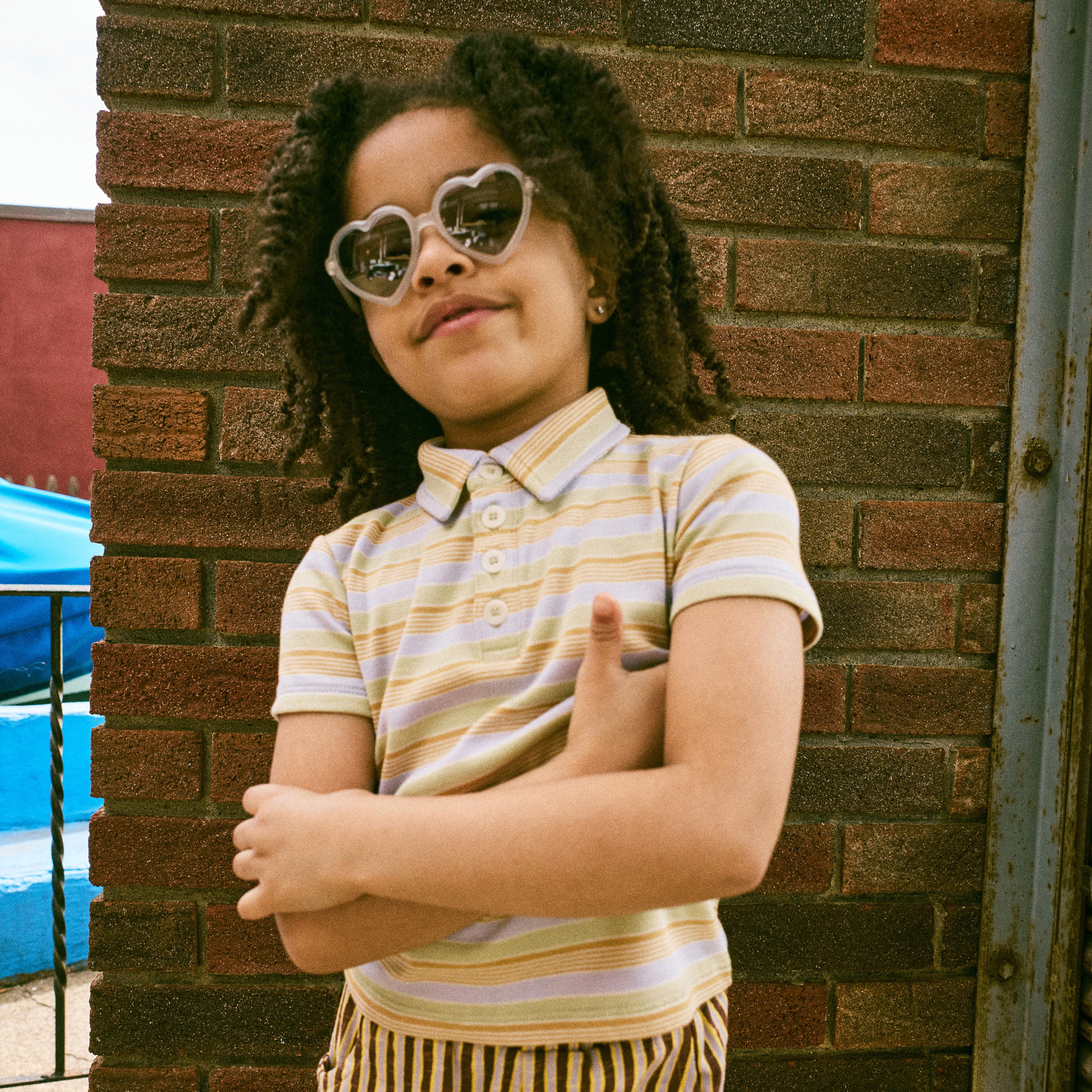 Kids Pima Cotton Short Sleeve Polo - Mist Avenue Stripe - Image 5