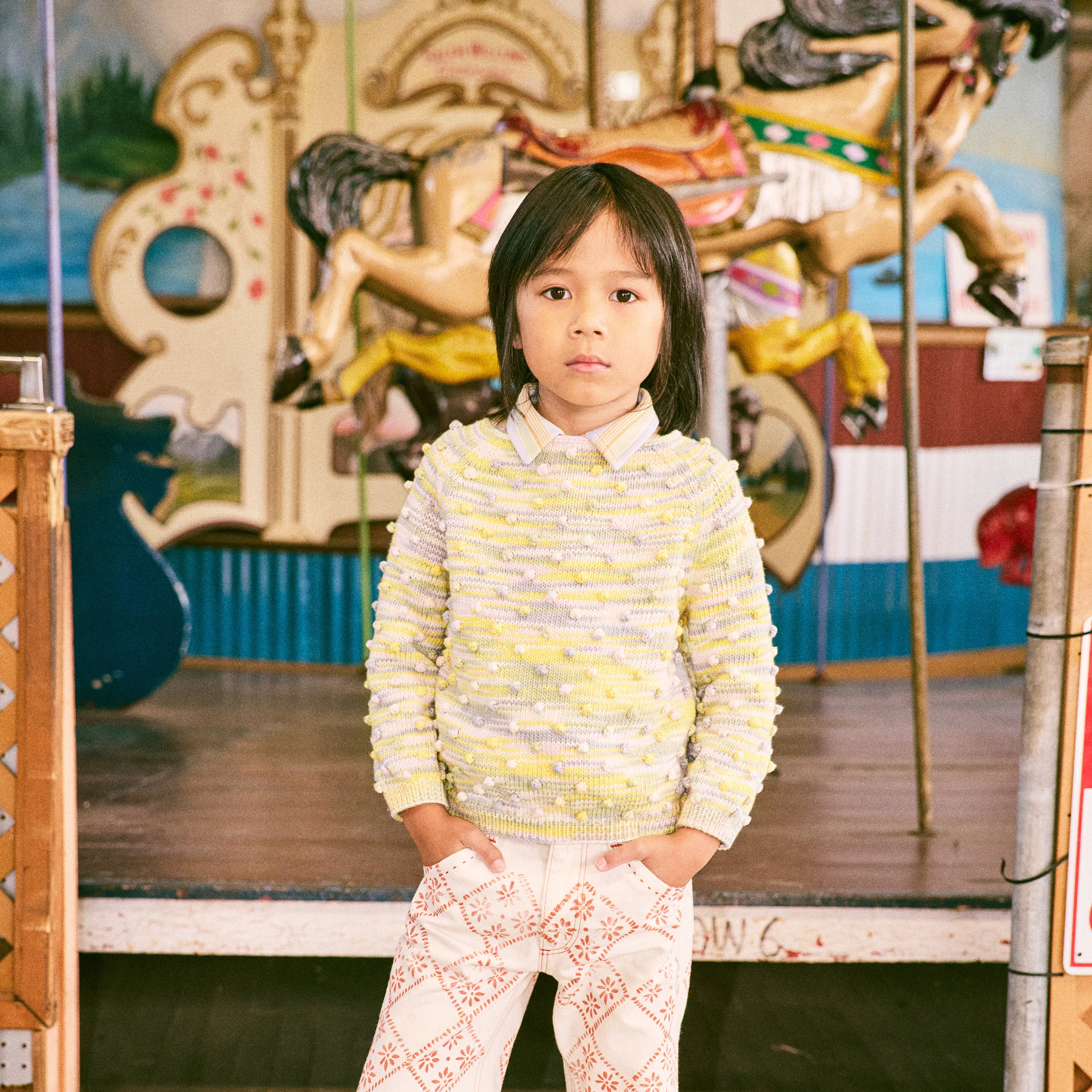 Kids Hand Knit Pima Cotton Summer Popcorn Sweater - Bubble Space Dye - Image 6