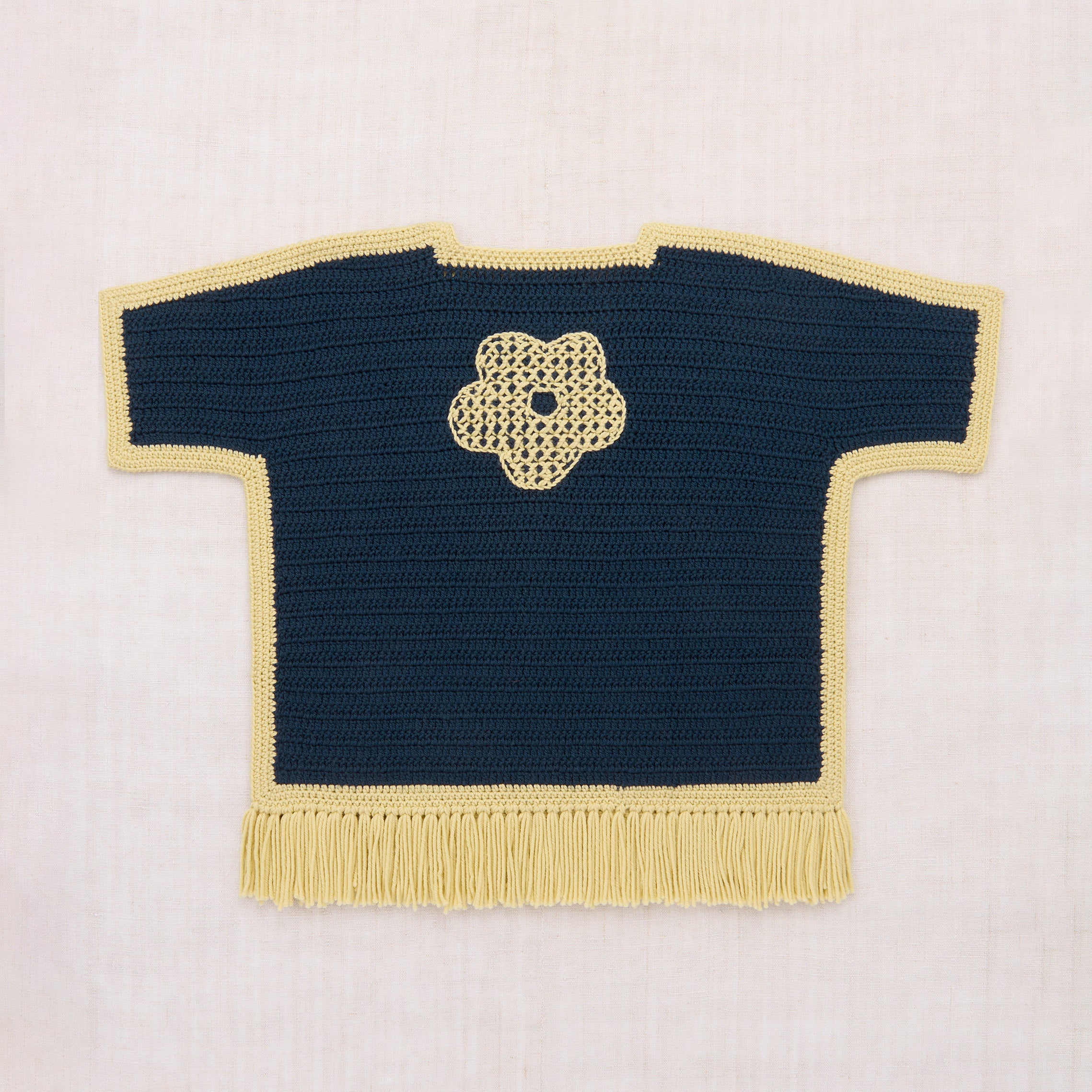 Kids Merino Wool Crochet Blomma Fringe Poncho - Galaxy - Image 6