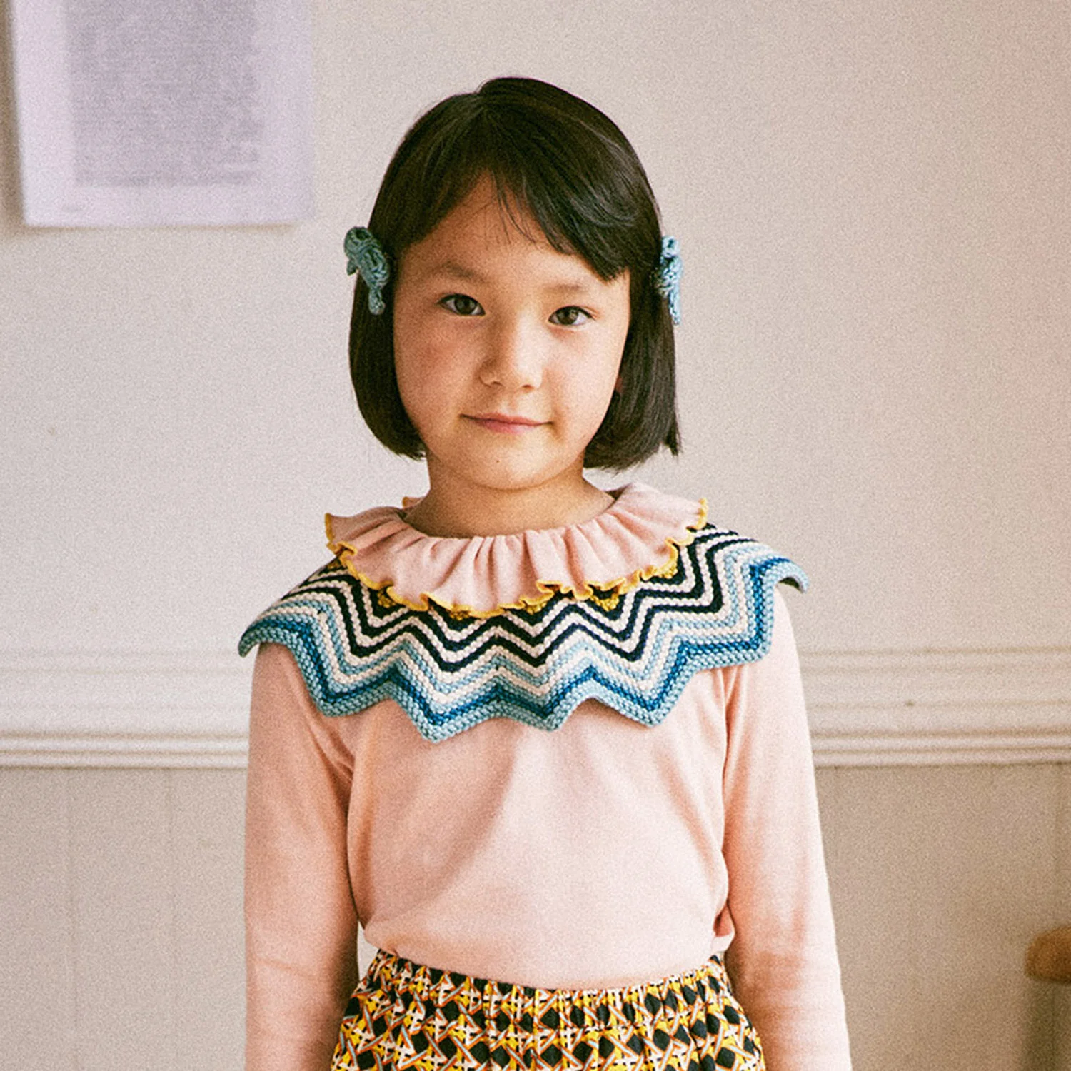 Kids Merino Wool Parlor Chevron Collar - Ink