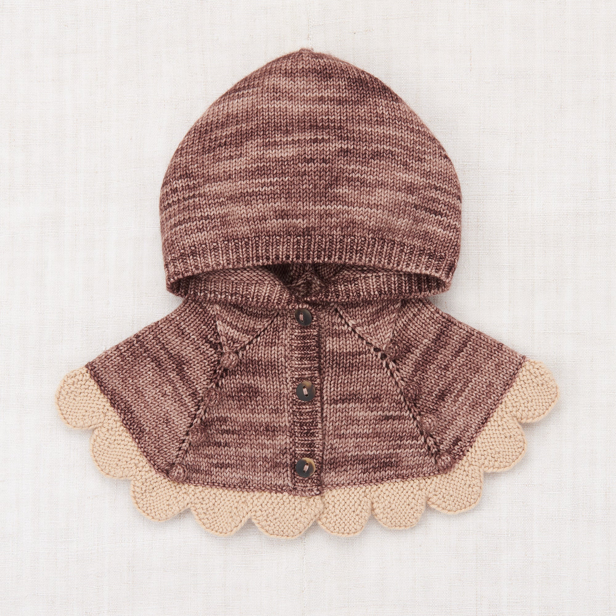 Kids Merino Wool Scallop Capelet - Affogato - Image 2