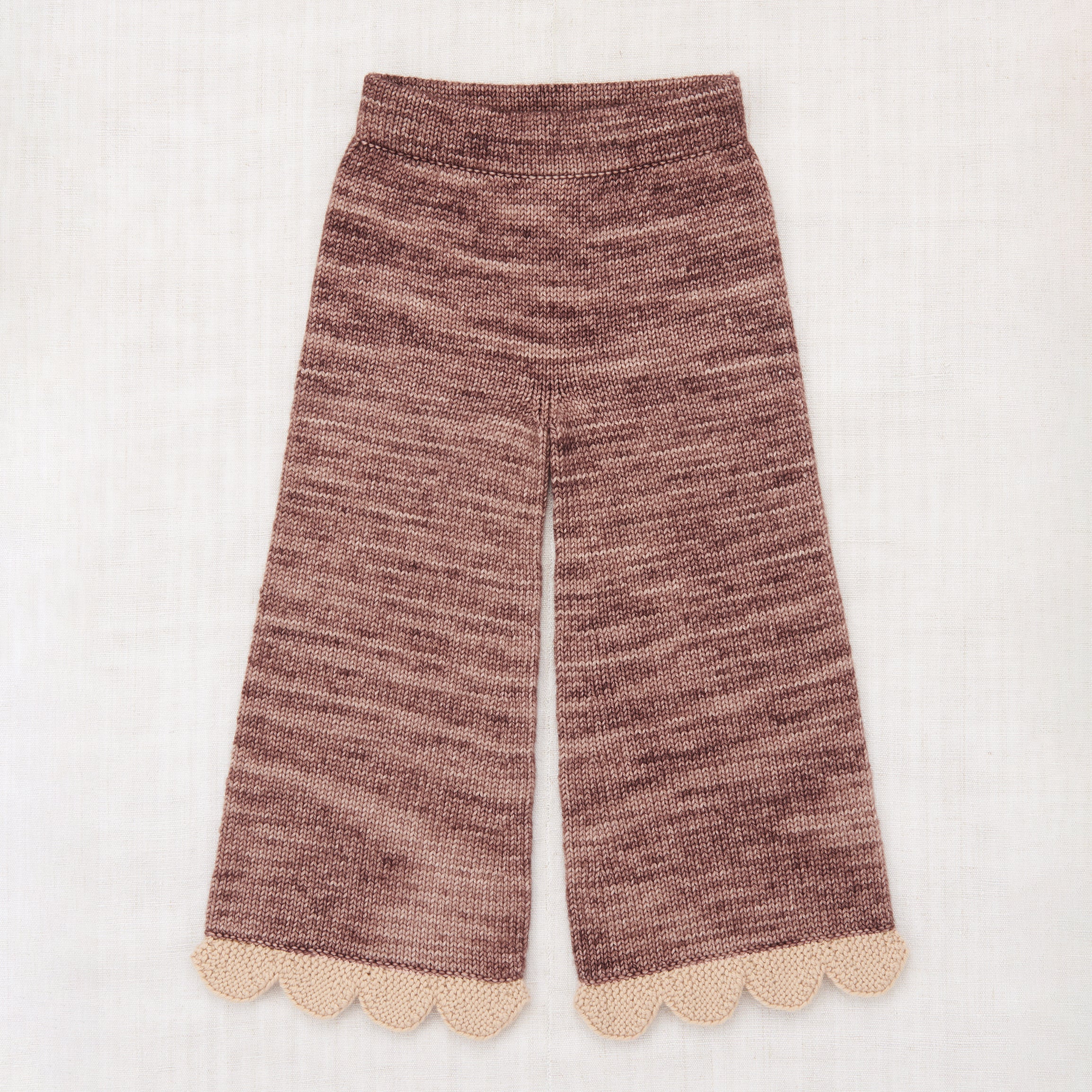 Kids Merino Wool Scallop Edge Pant - Affogato