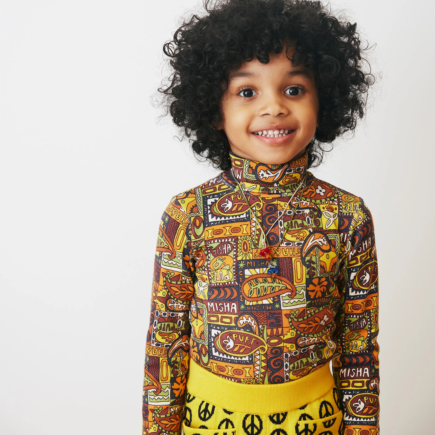 Kids Pima Cotton Turtleneck - Fox Groovy Paisley