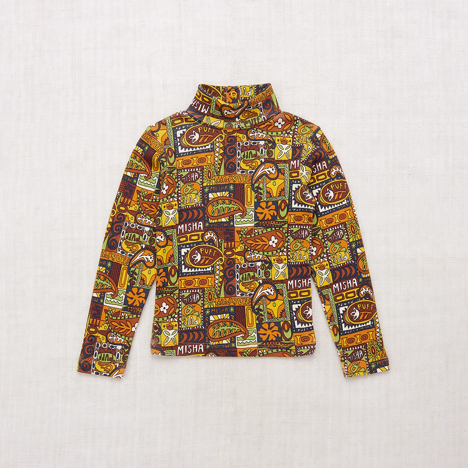 Kids Pima Cotton Turtleneck - Fox Groovy Paisley - Image 2