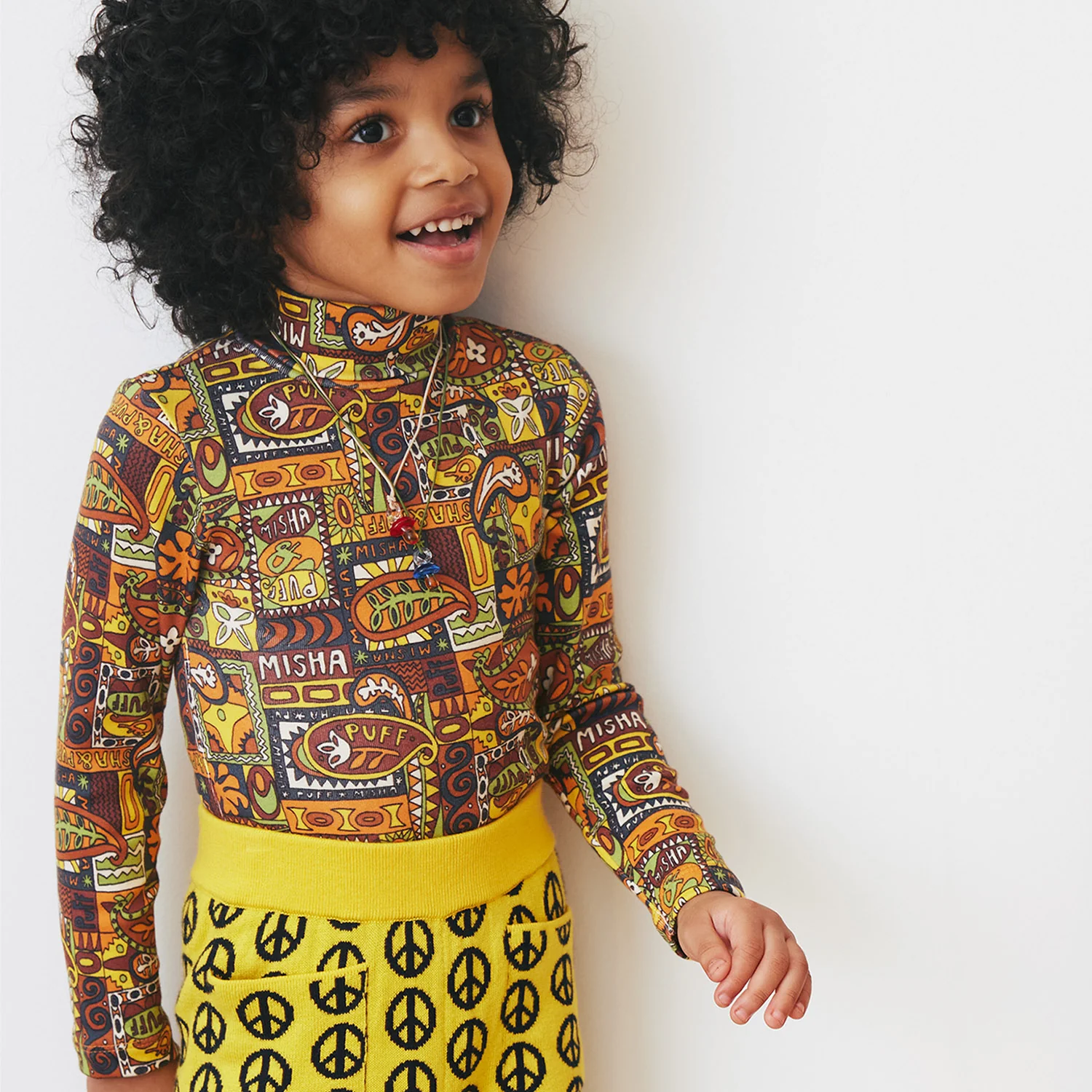 Kids Pima Cotton Turtleneck - Fox Groovy Paisley - Image 3