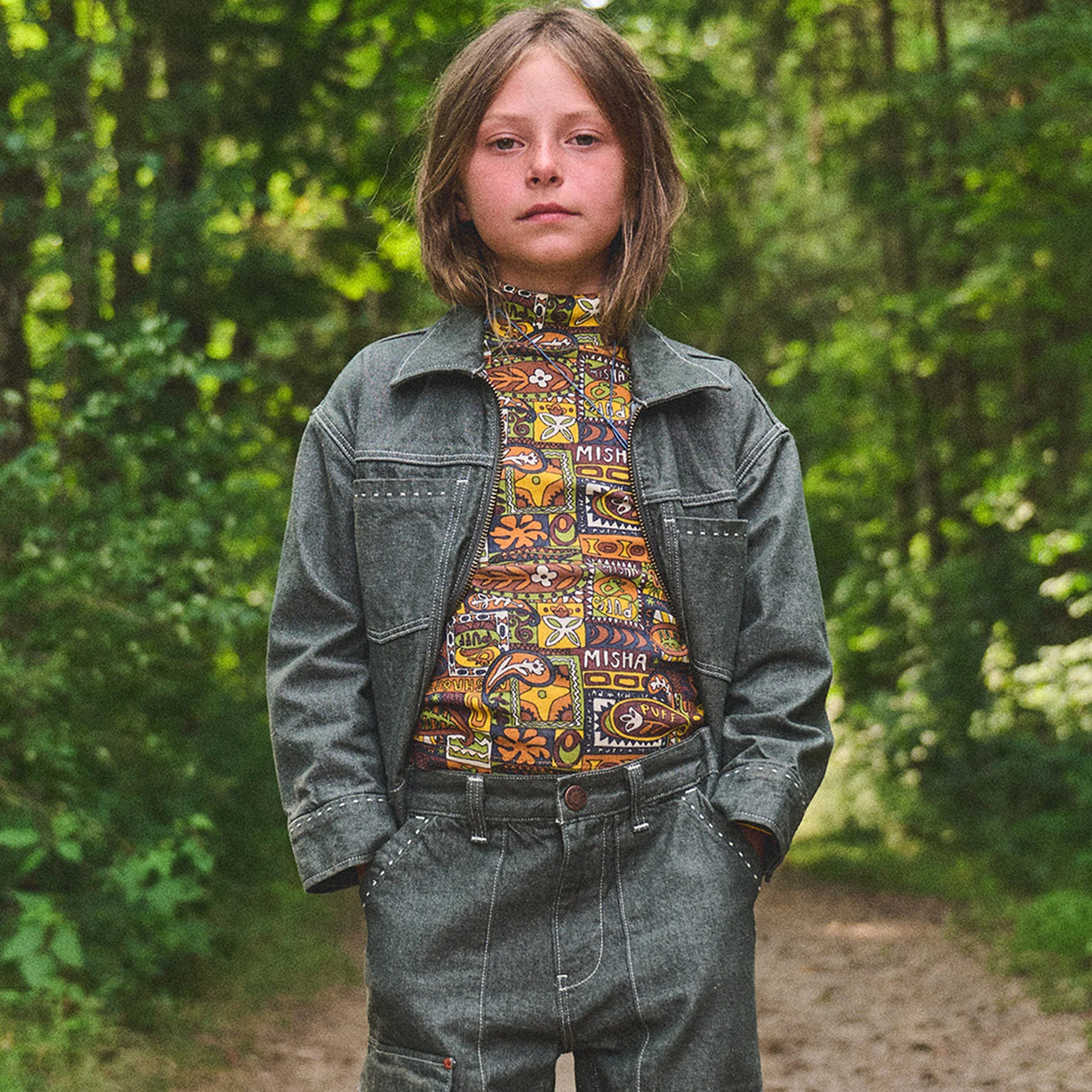 Kids Pima Cotton Turtleneck - Fox Groovy Paisley - Image 6