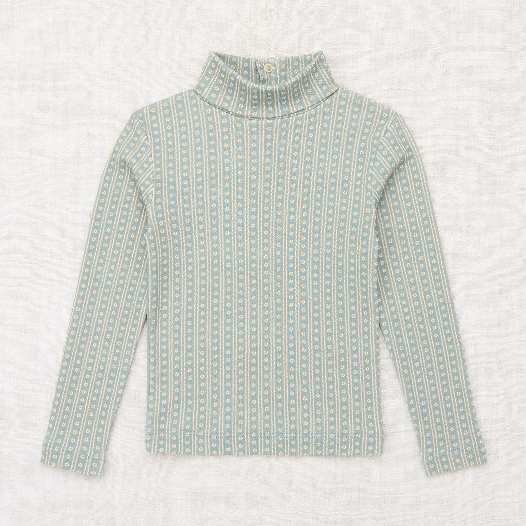 Kids Pima Cotton Turtleneck - Overcast Little House Floral - Image 2