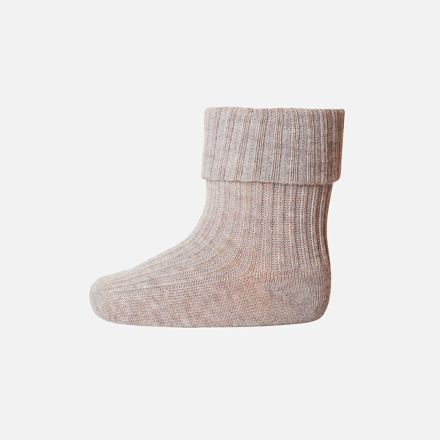 Baby & Kids Wool Rib Ankle Socks - Light Brown Melange