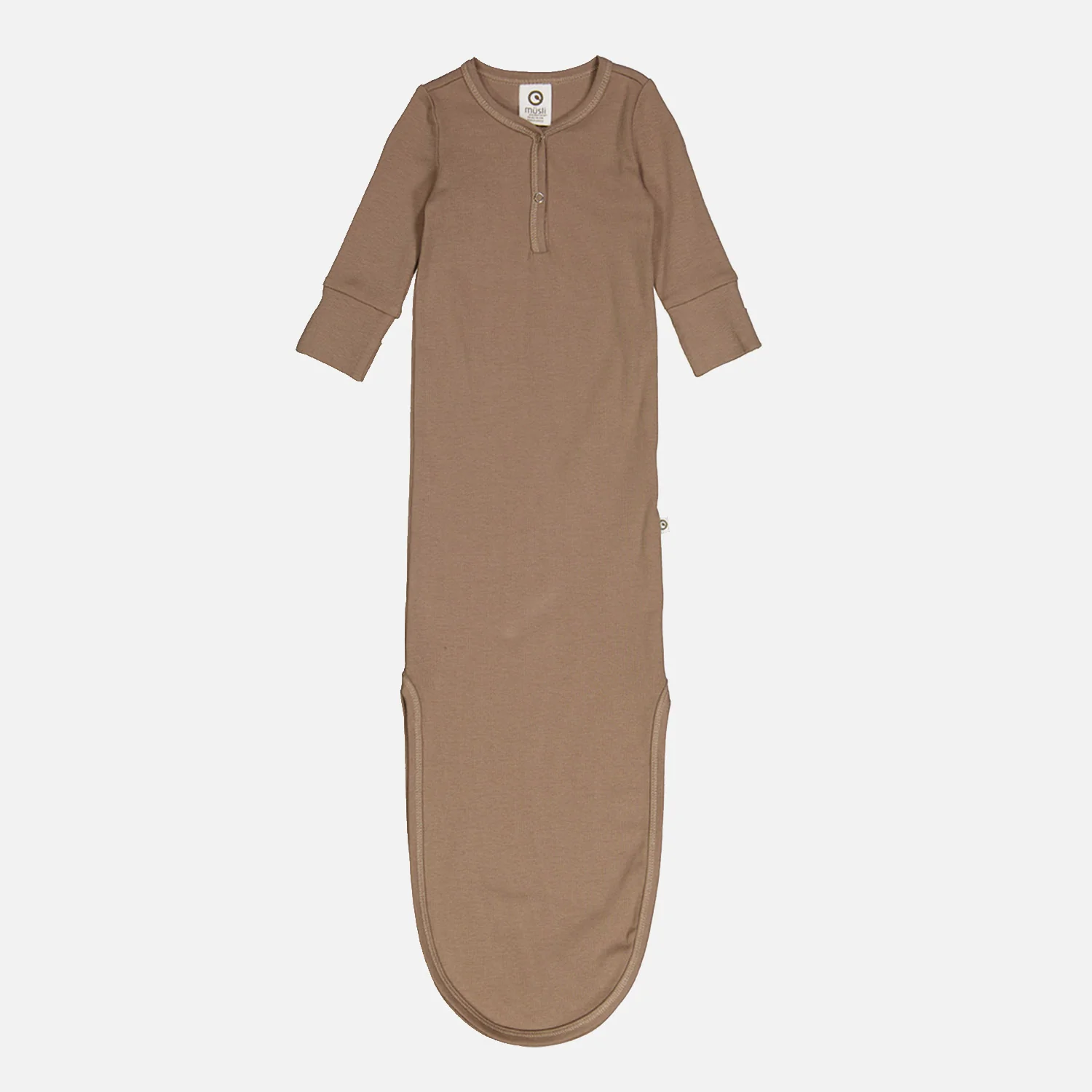 Baby Cotton Rib Knot Gown - Walnut - Image 3