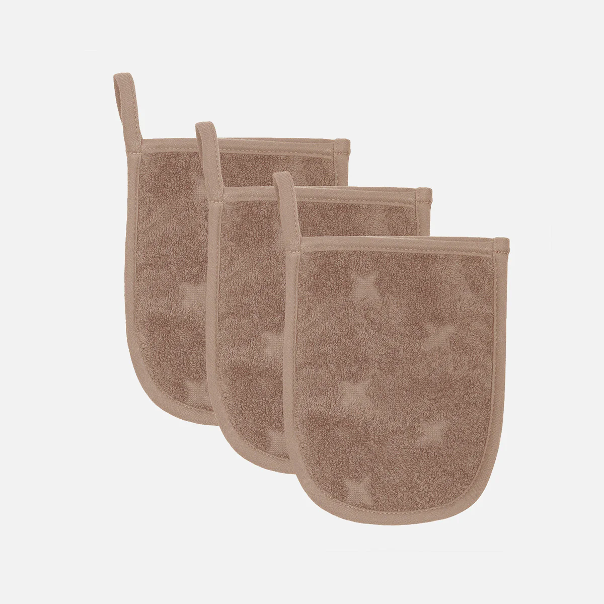 Cotton Bath Gloves - Walnut - Set of 3 - Image 2