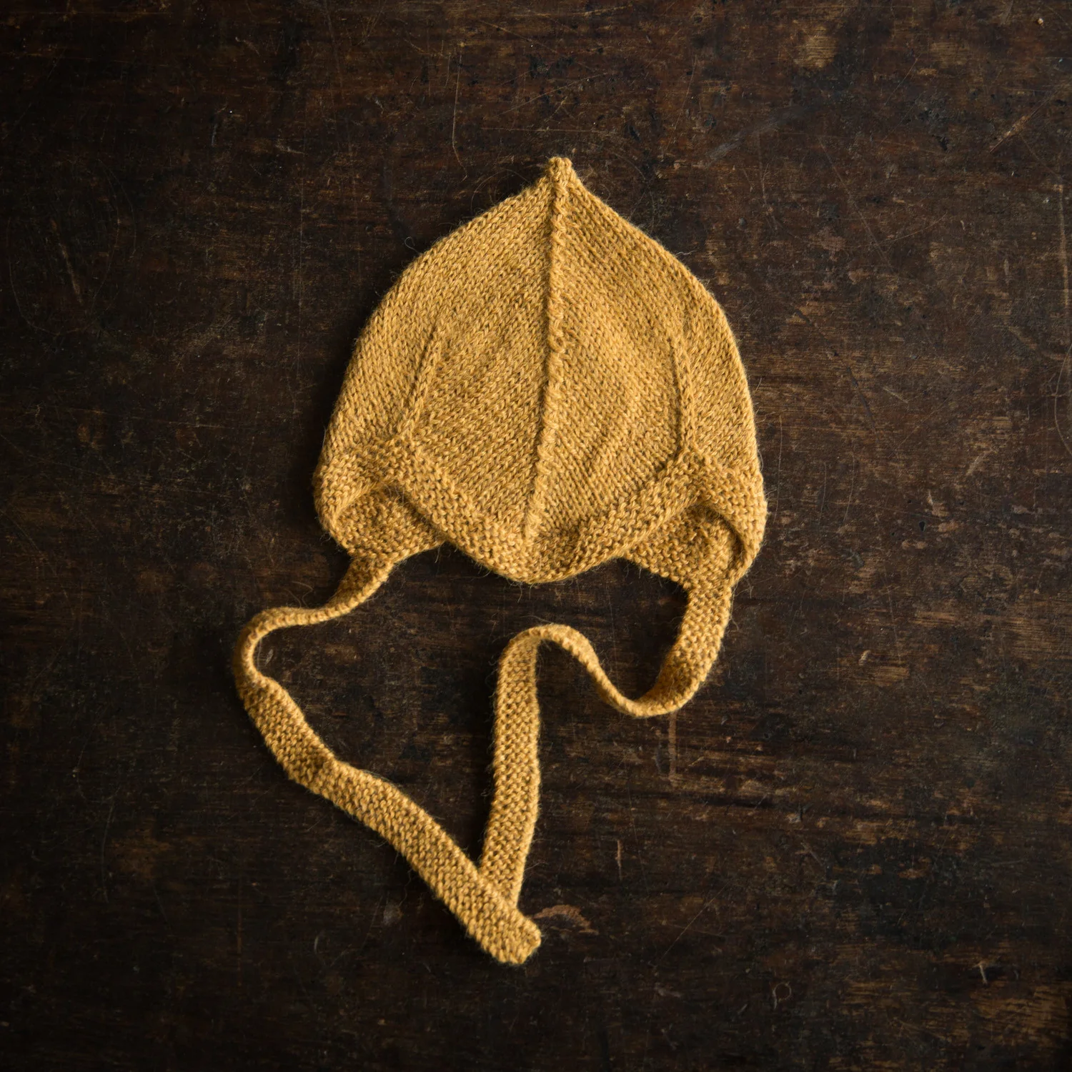 Baby Handknit Alpaca Bonnet - Mustard