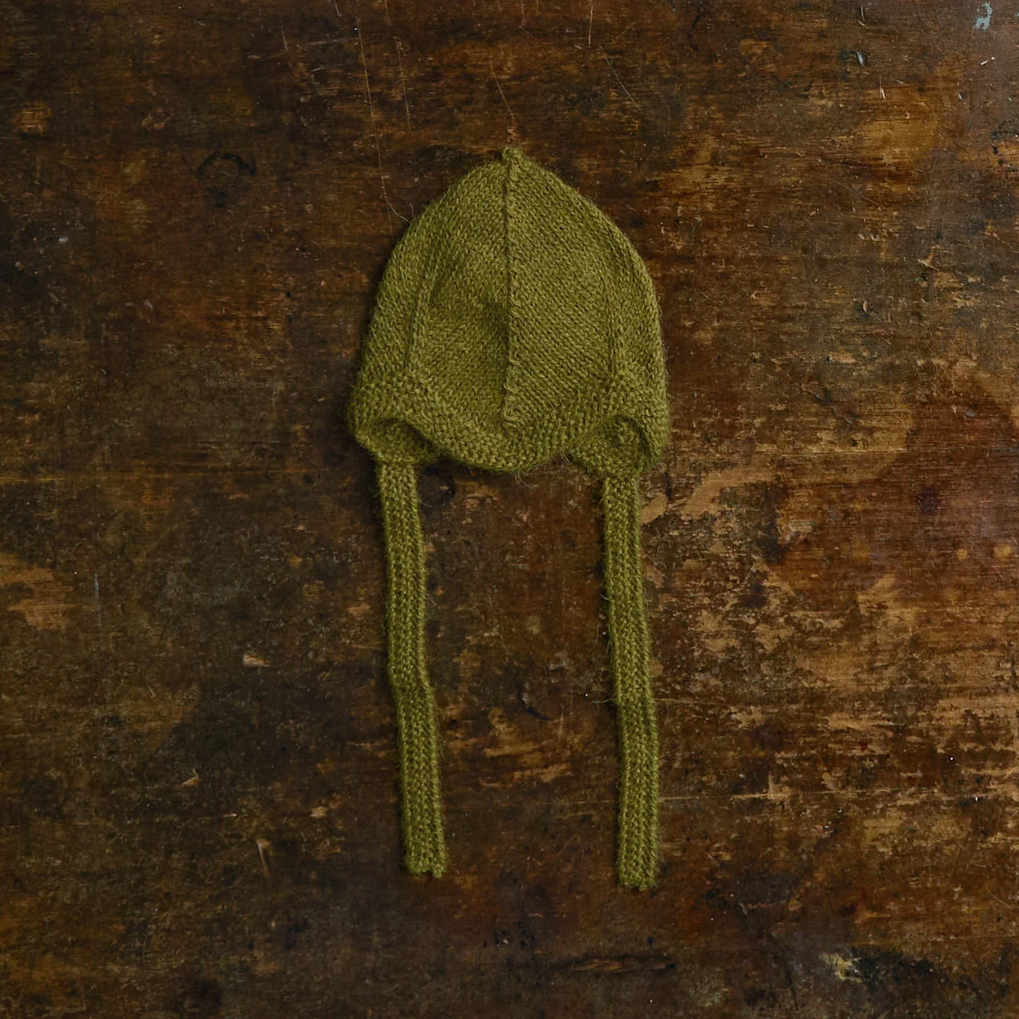 Baby Handknit Alpaca Bonnet - Olive