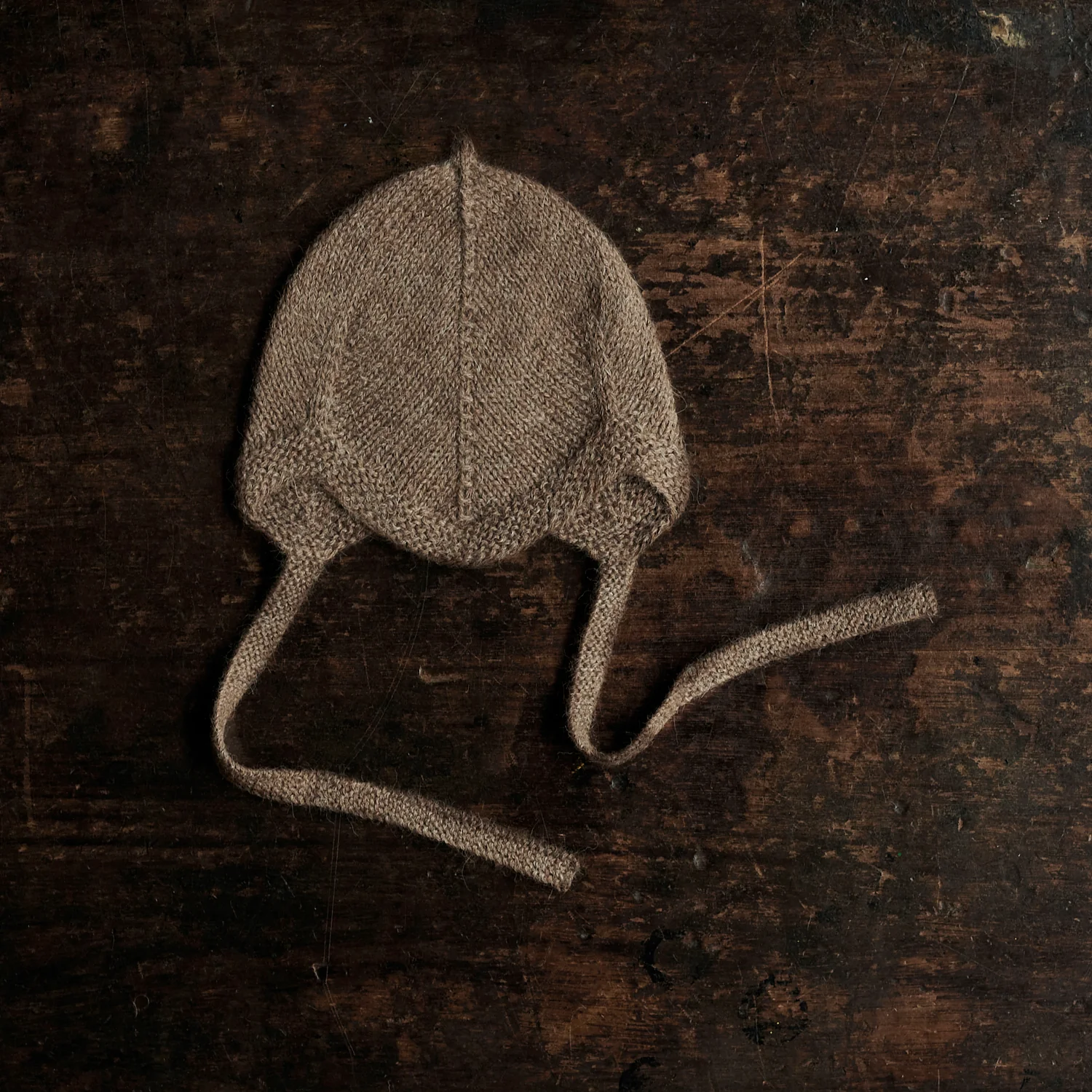 Baby Handknit Alpaca Bonnet - Brown