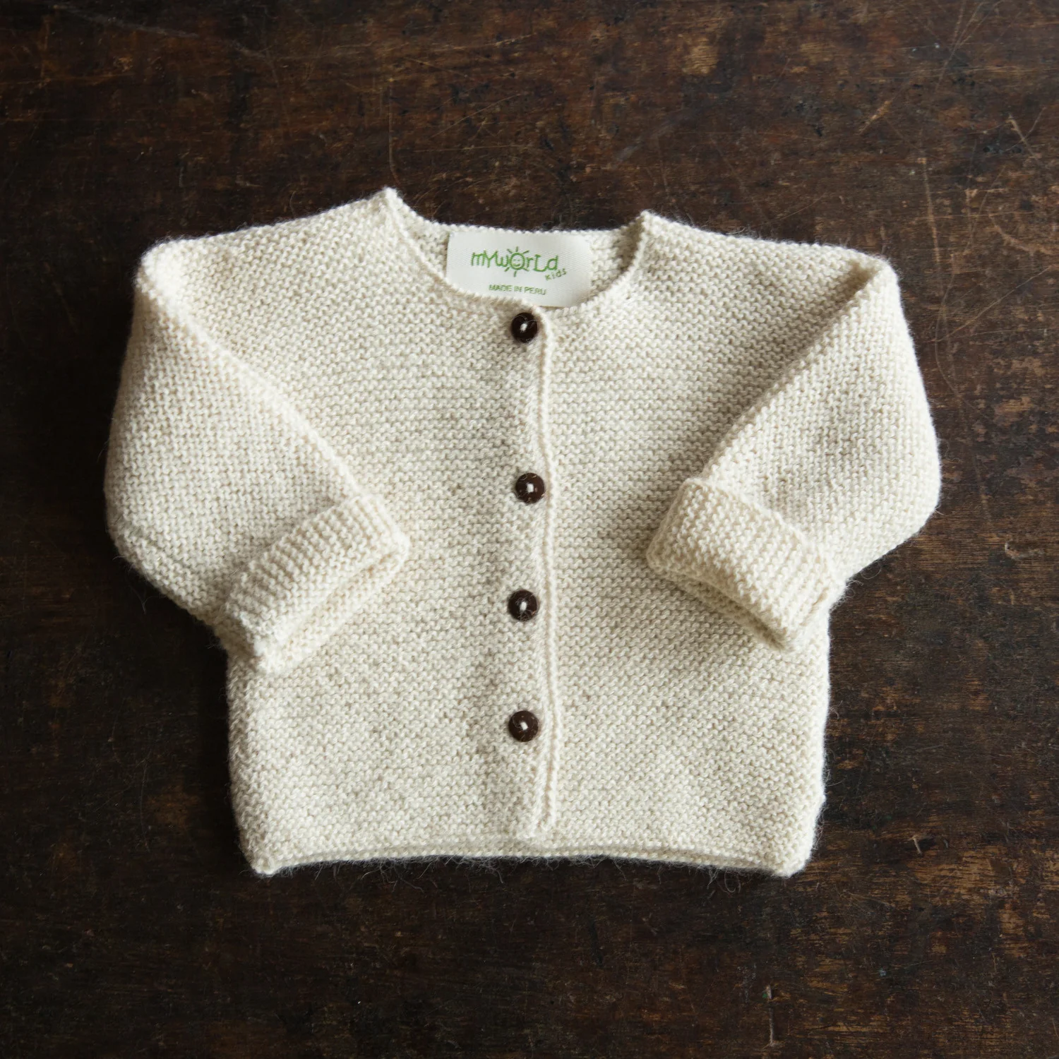 Baby Handknit Alpaca Cardigan - Natural
