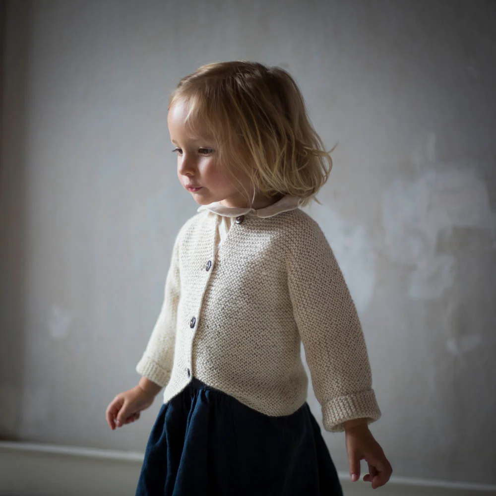 Baby Handknit Alpaca Cardigan - Natural - Image 2