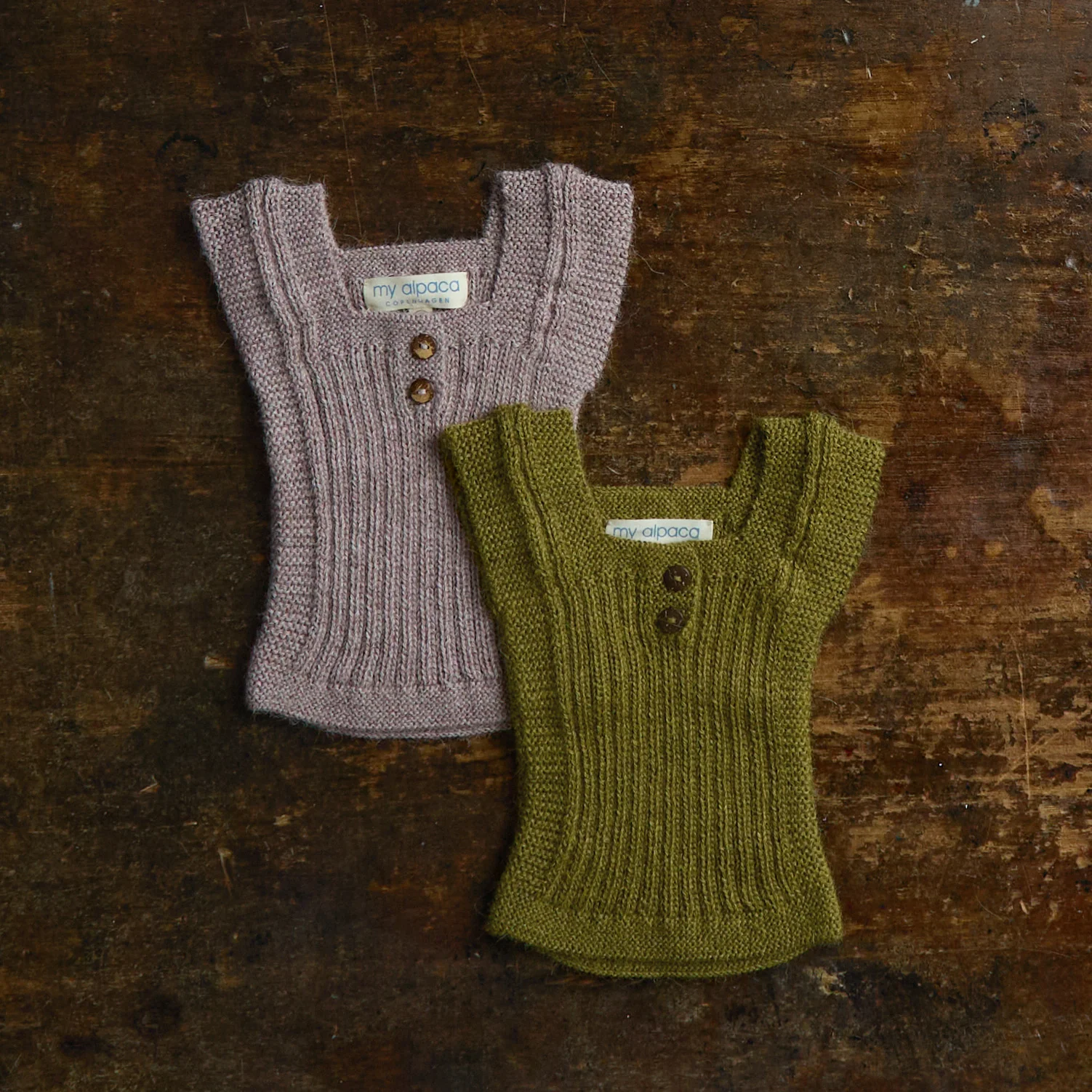 Baby & Kids Handknit Alpaca Rib Vest - Light Lavender - Image 2