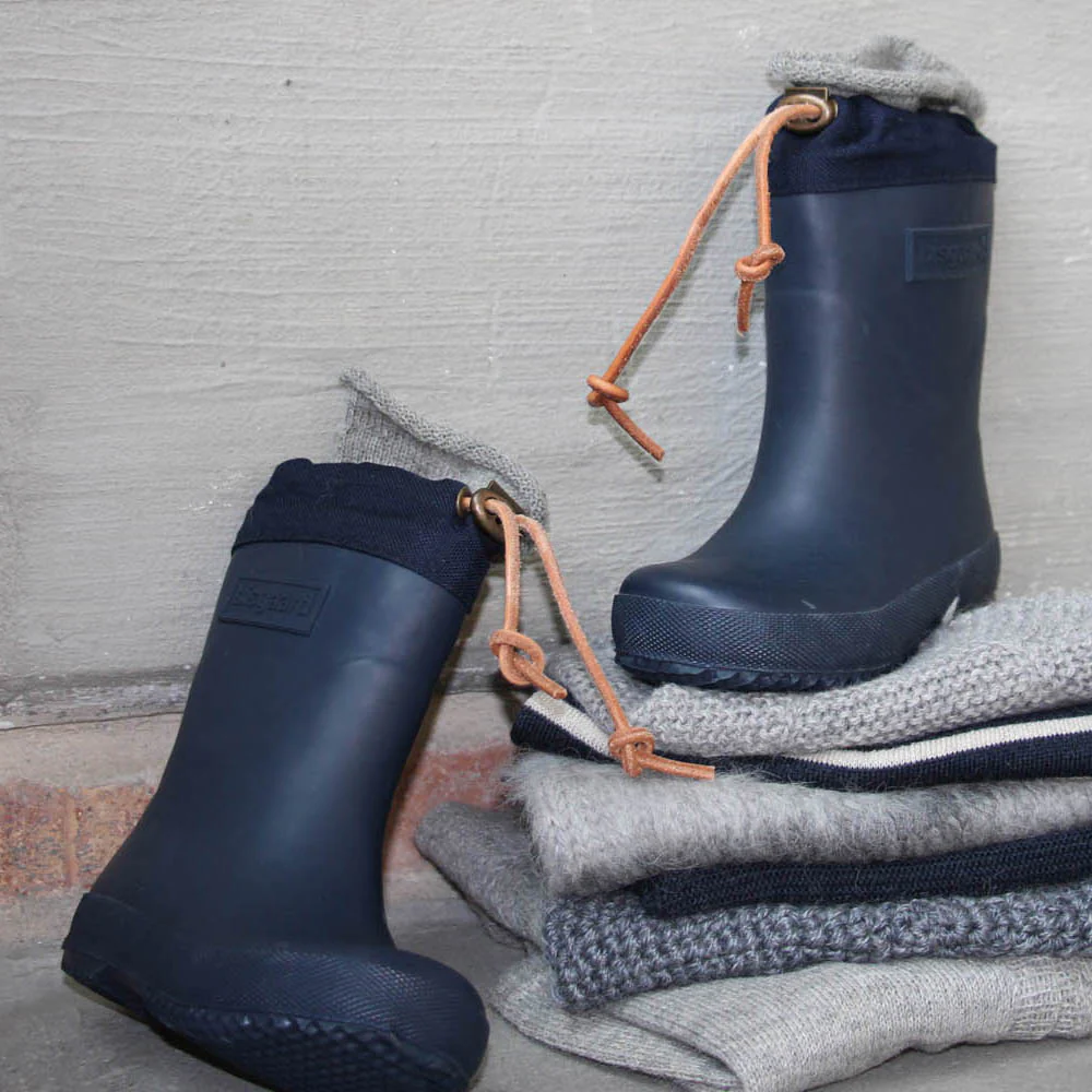 Kids Natural Rubber Wool Lined Boots - Blue - Image 3