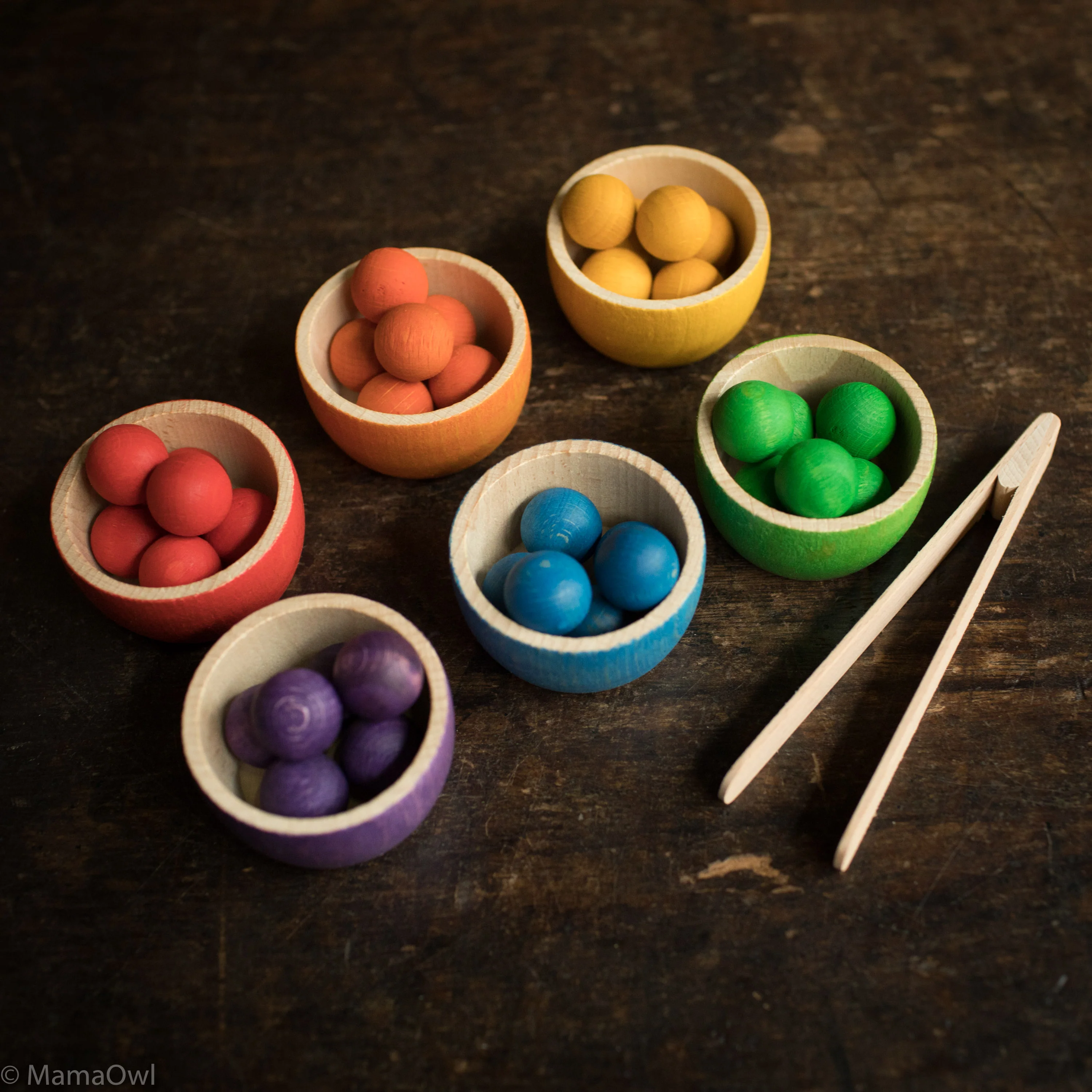 Wooden Bowls & Marbles - Set of 6 - Image 2