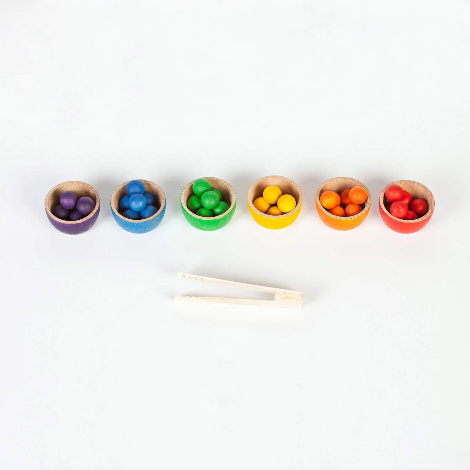 Wooden Bowls & Marbles - Set of 6 - Image 3