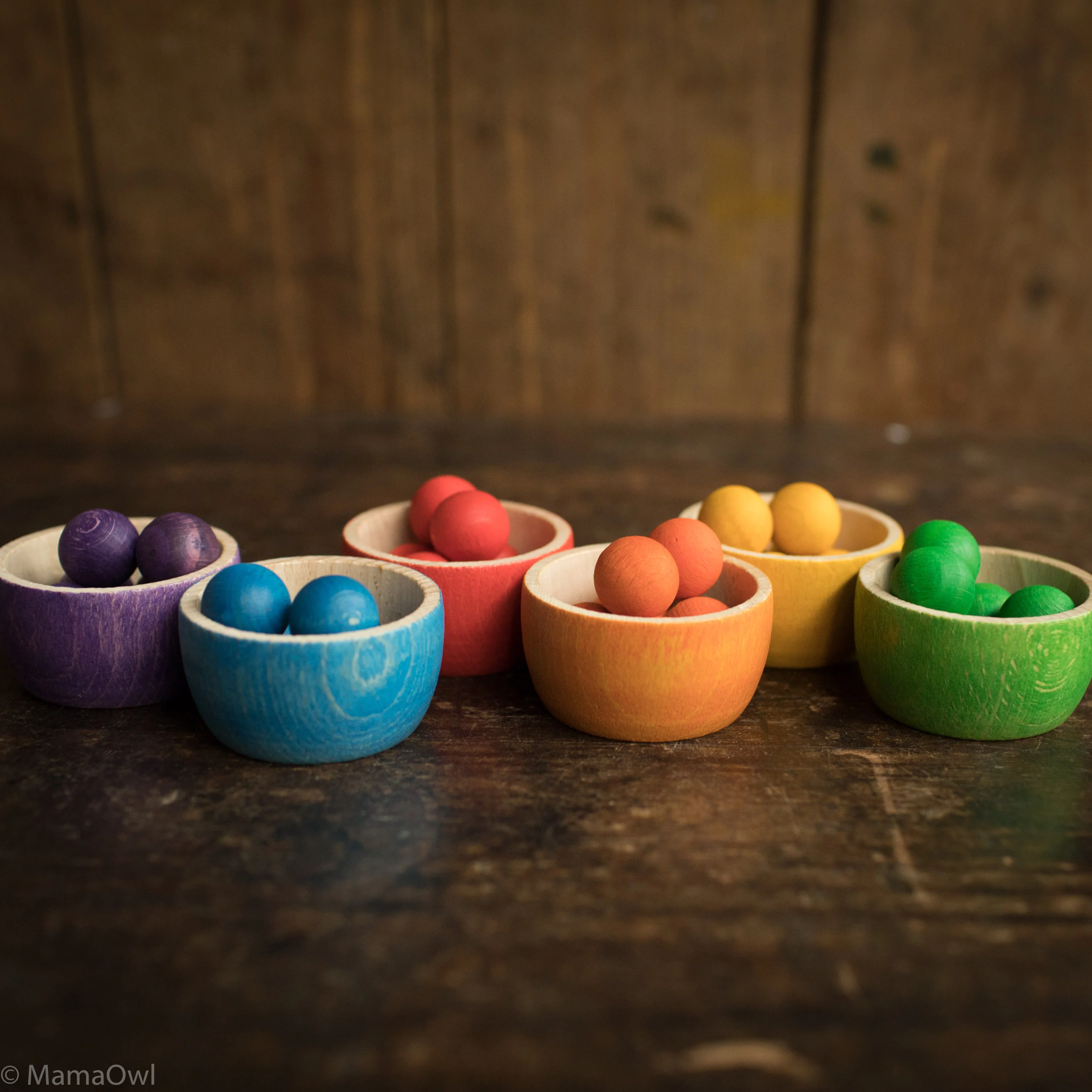 Wooden Bowls & Marbles - Set of 6 - Image 6