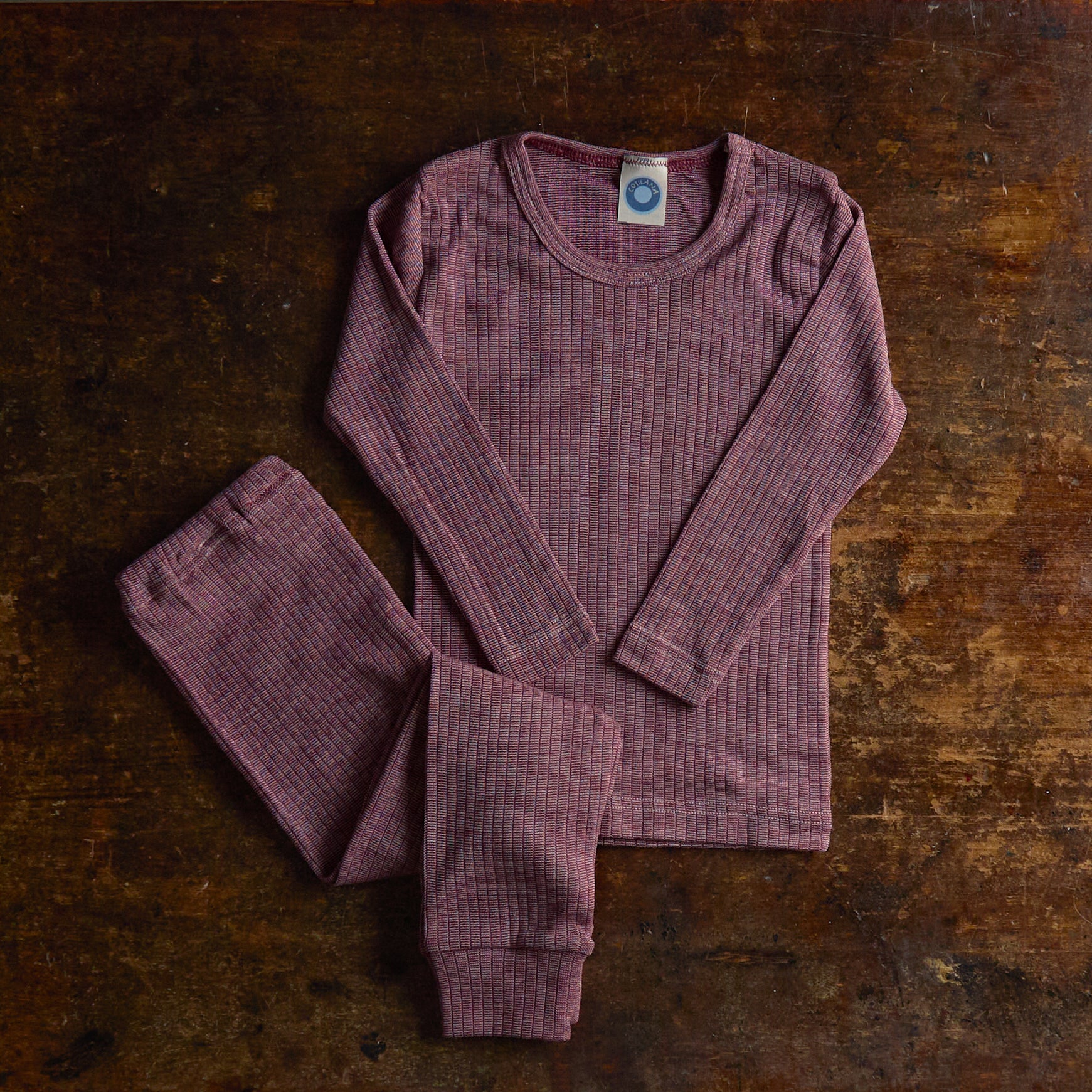Baby & Kids Merino Wool/Cotton/Silk LS Top - Plum - Image 2