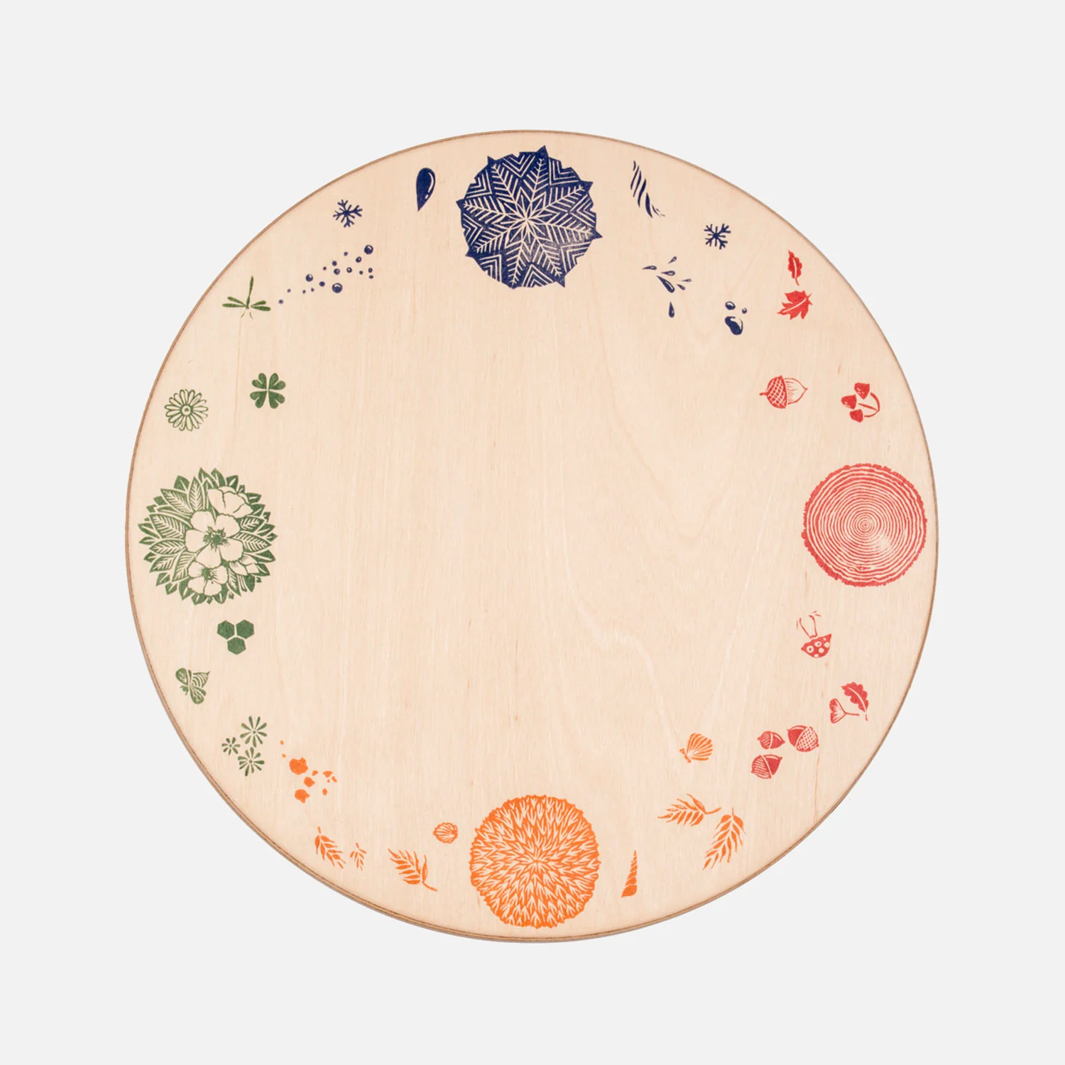 Wooden Round Platform With 4 Seasonal Elements - Image 2