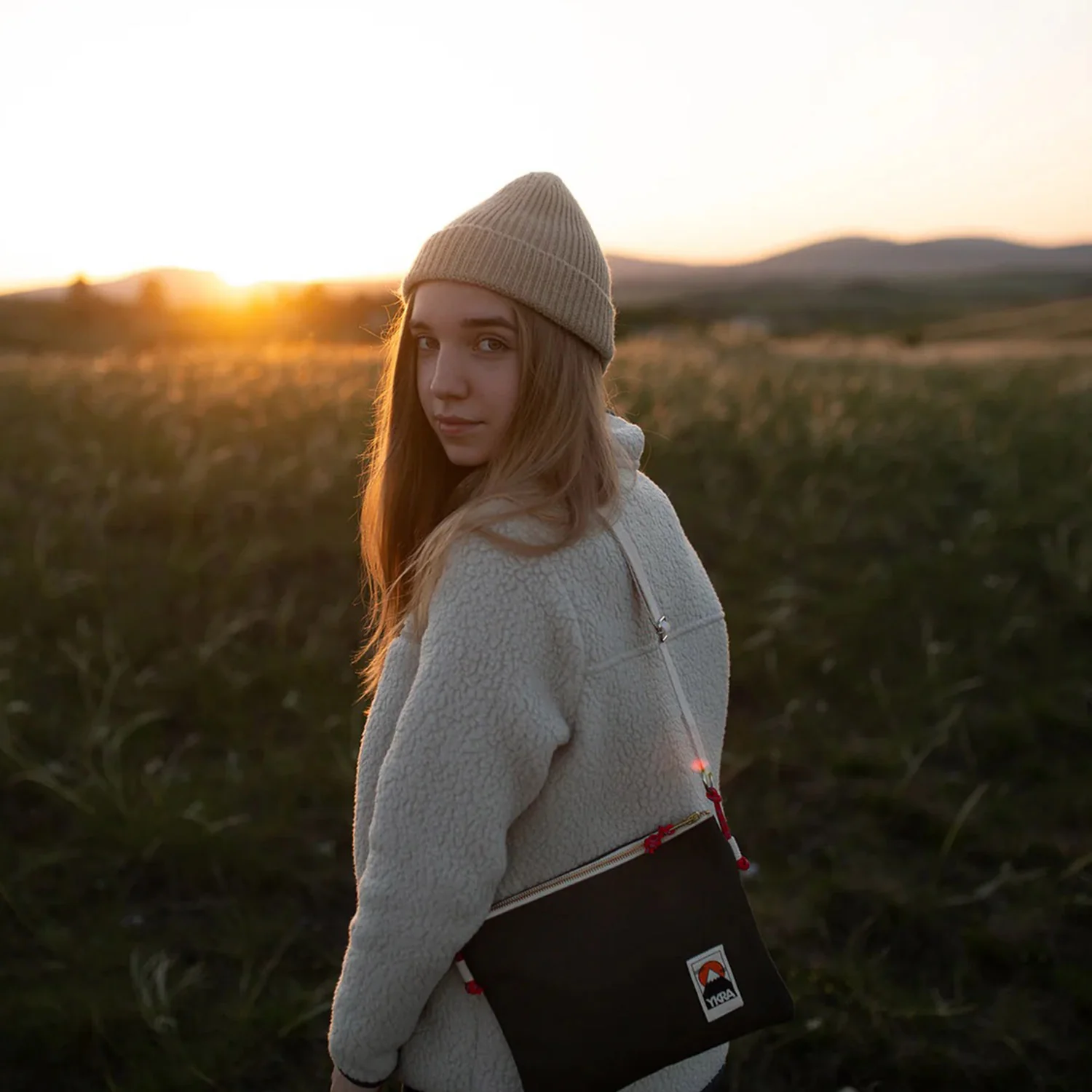 Cotton Canvas Side Pouch Bag - Black - Image 2
