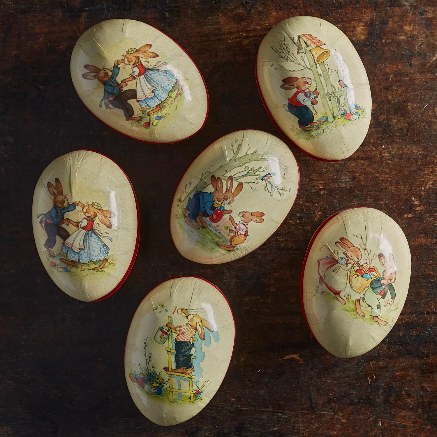 Paper Mache Medium Easter Egg - Happy Rabbits - More Options - Image 2
