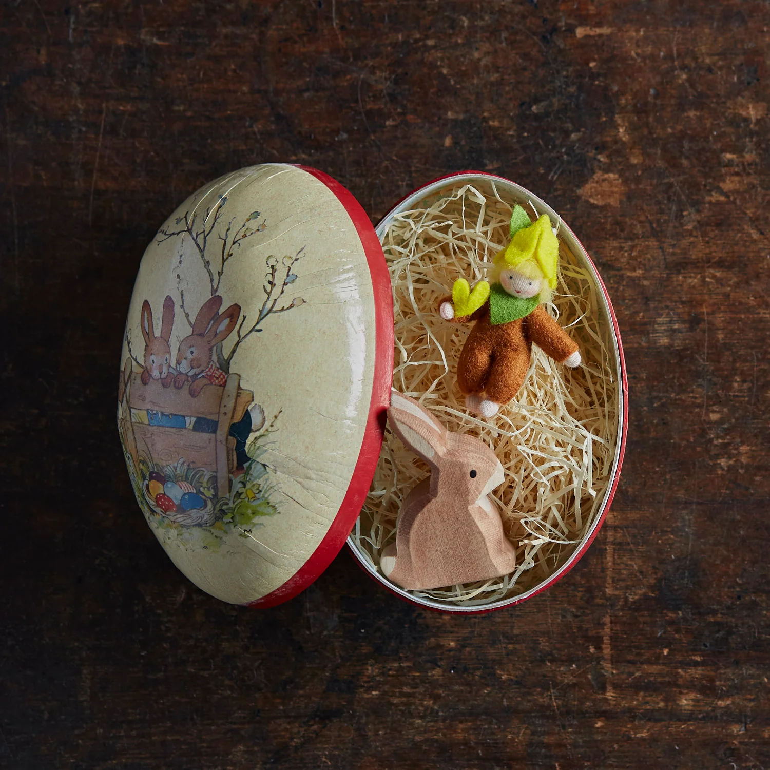 Paper Mache Medium Easter Egg - Happy Rabbits - More Options - Image 3