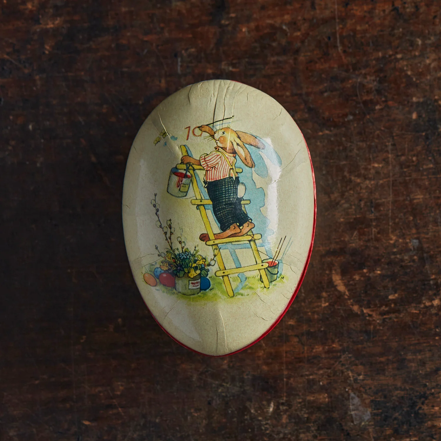 Paper Mache Medium Easter Egg - Happy Rabbits - More Options - Image 4