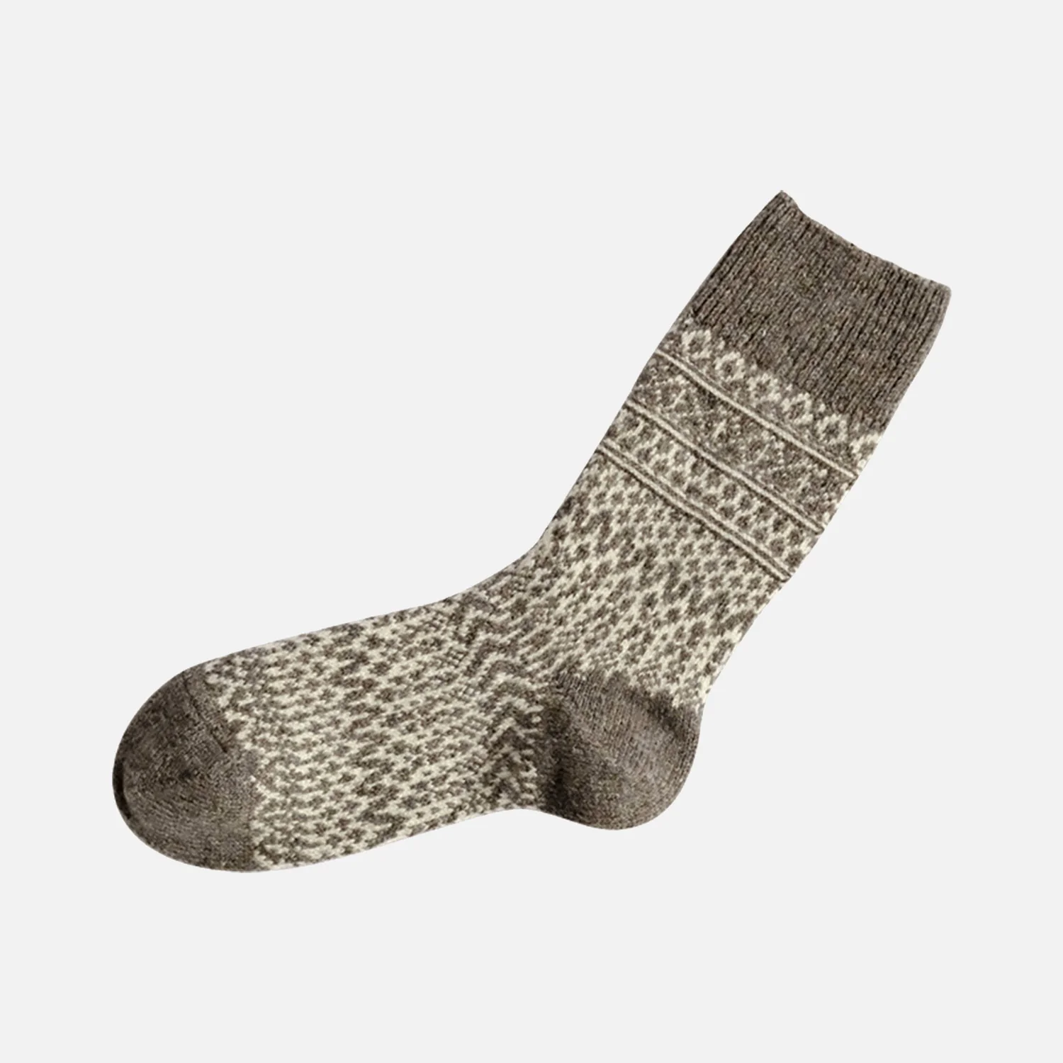 Adults Wool Jacquard Socks - Grey - Image 2