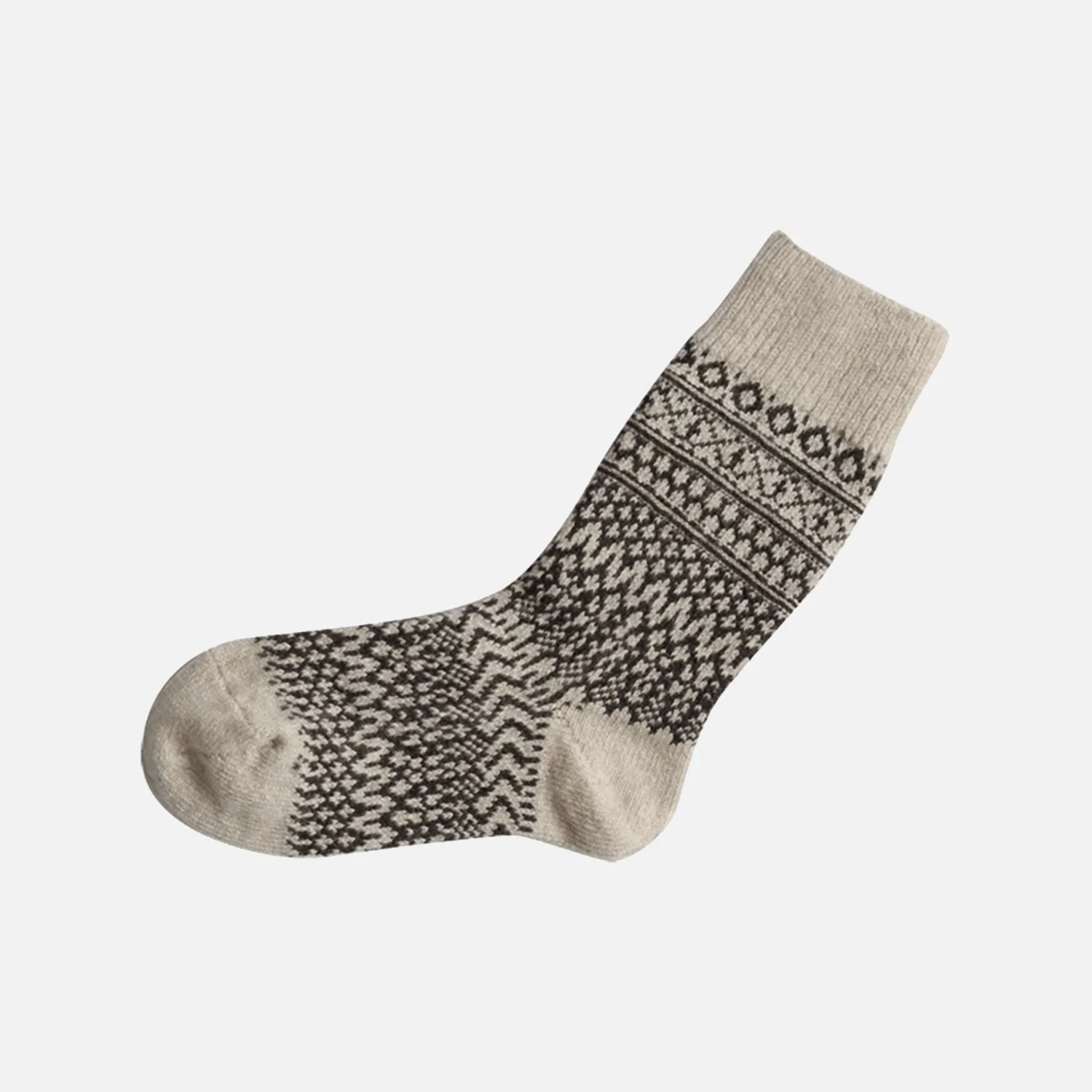Adults Wool Jacquard Socks - Oatmeal - Image 2