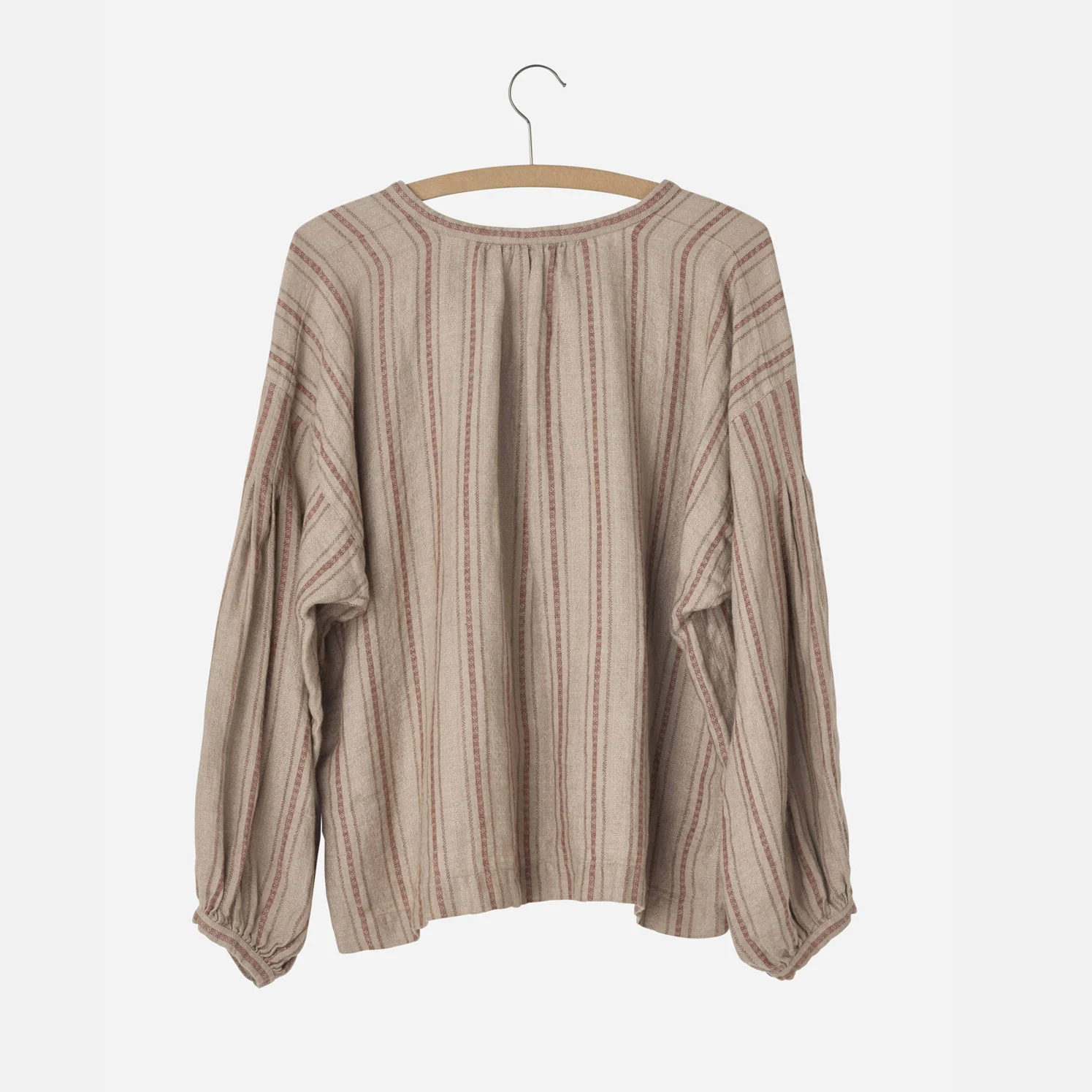 Women's Linen Folklore Blouse - Red Stripe - Image 4