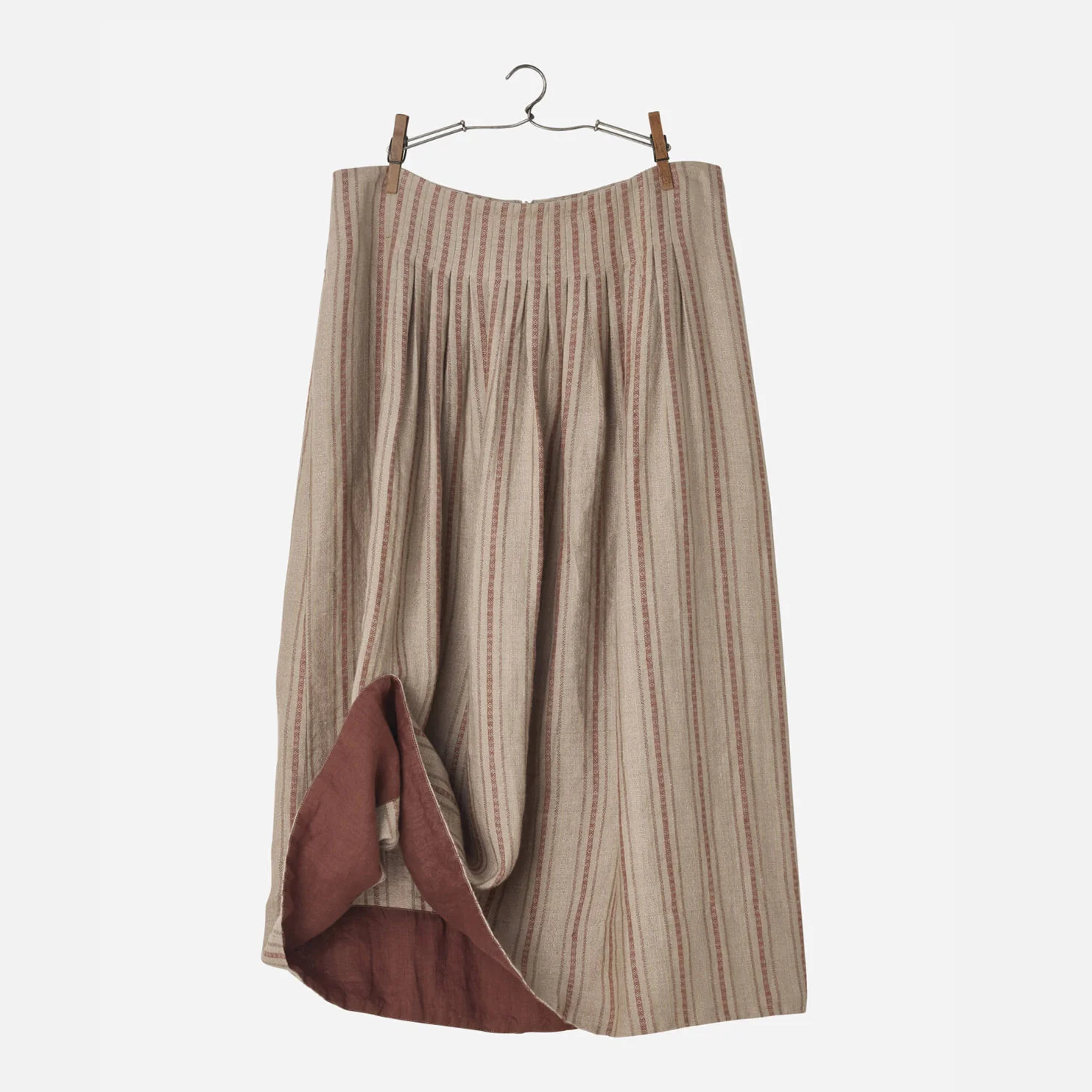 Women's Linen Folklore Skirt - Red Stripe - Image 2