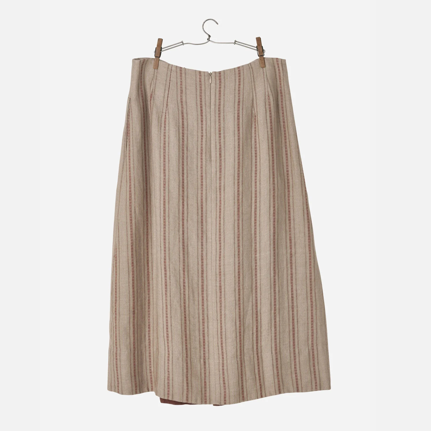 Women's Linen Folklore Skirt - Red Stripe - Image 4