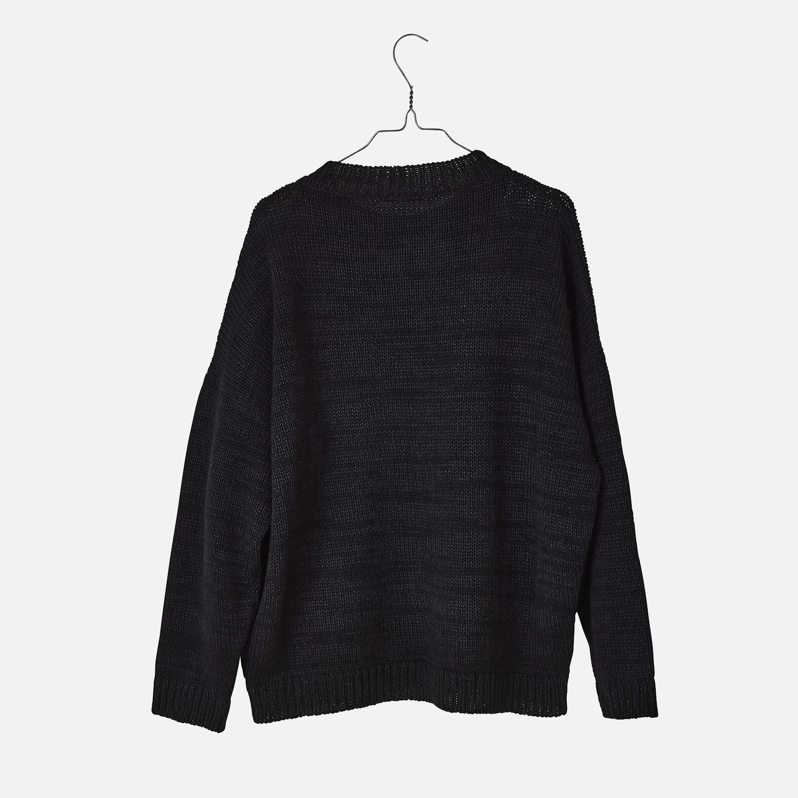 Women's Linen/Wool Knit Sweater - Black - Image 3