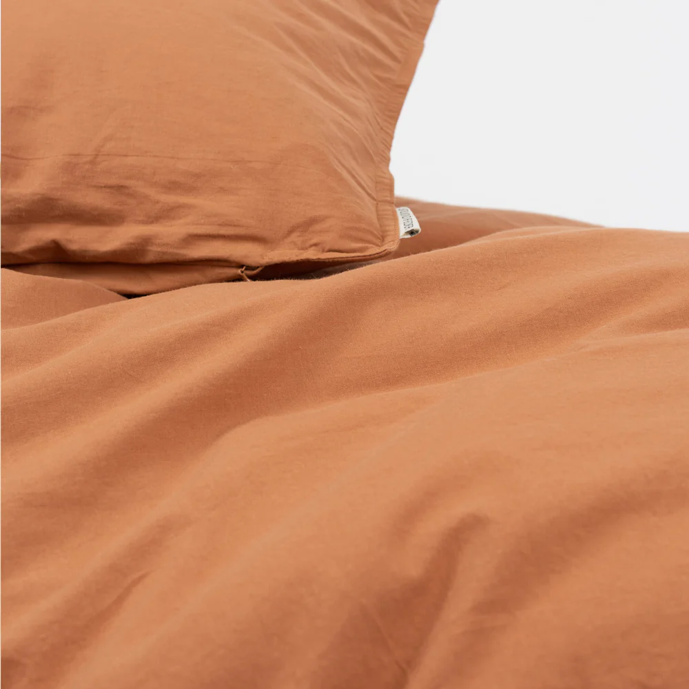 Danish Size Cotton Duvet & Pillow Cover - Caramel - Single - 140x200/60x63cm - Image 3