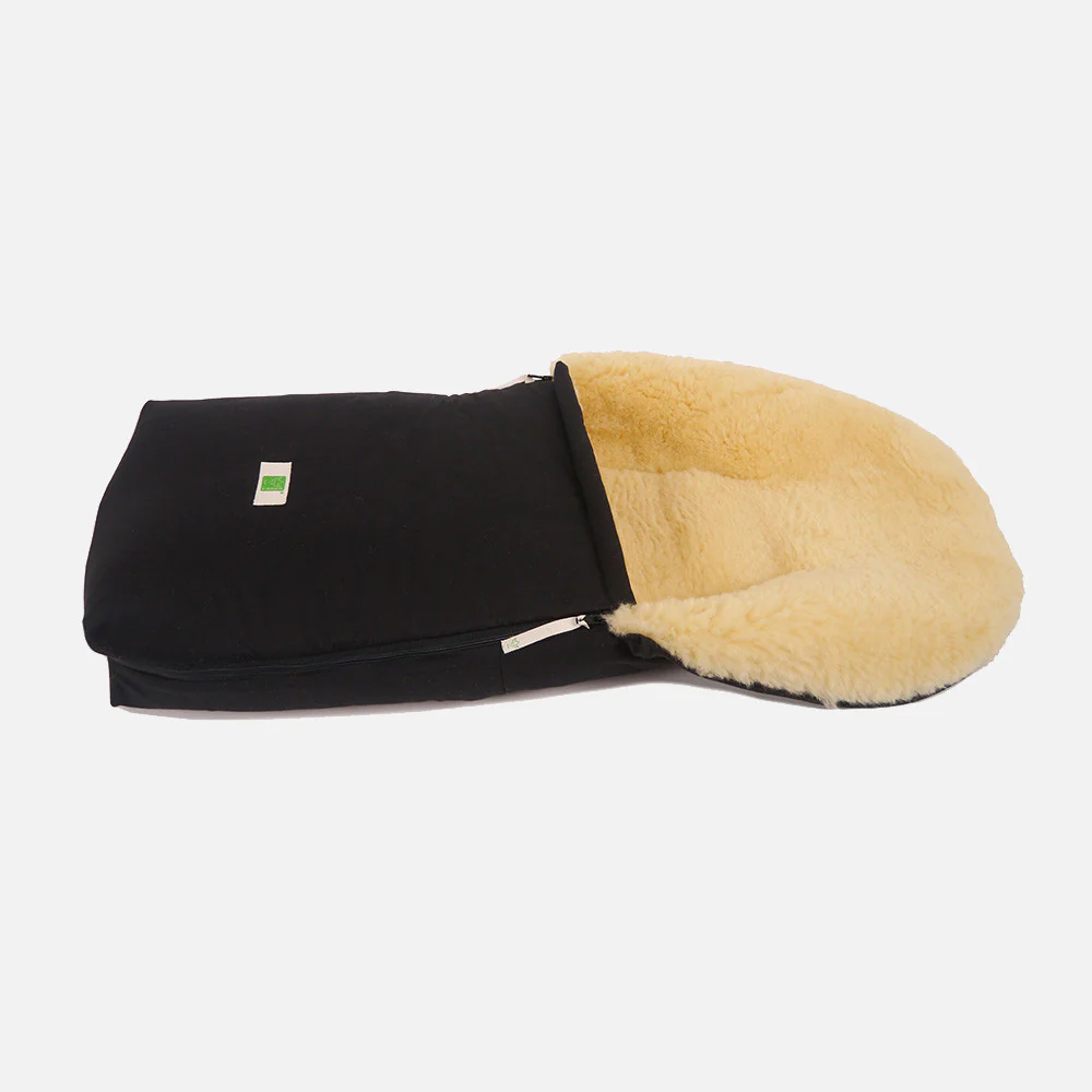 Cotton/Sheepskin Car Seat/Carry Cot Footmuff - Black - Image 2