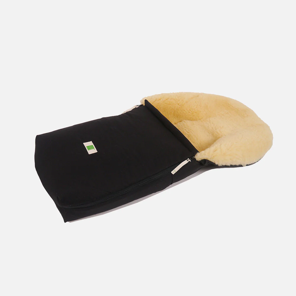 Cotton/Sheepskin Car Seat/Carry Cot Footmuff - Black - Image 3